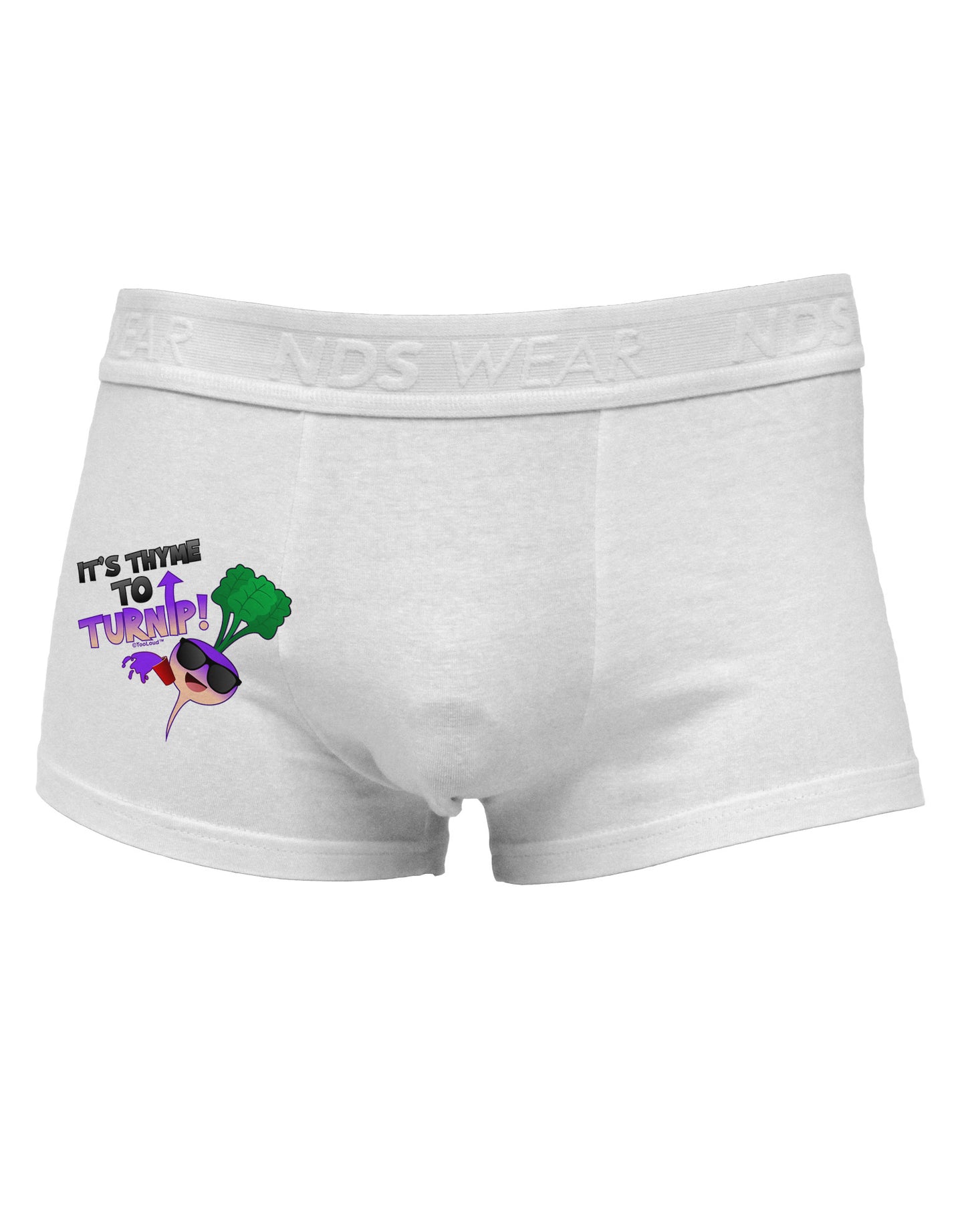 It's Thyme To Turnip Side Printed Mens Trunk Underwear-Mens Trunk Underwear-NDS Wear-White-Small-Davson Sales