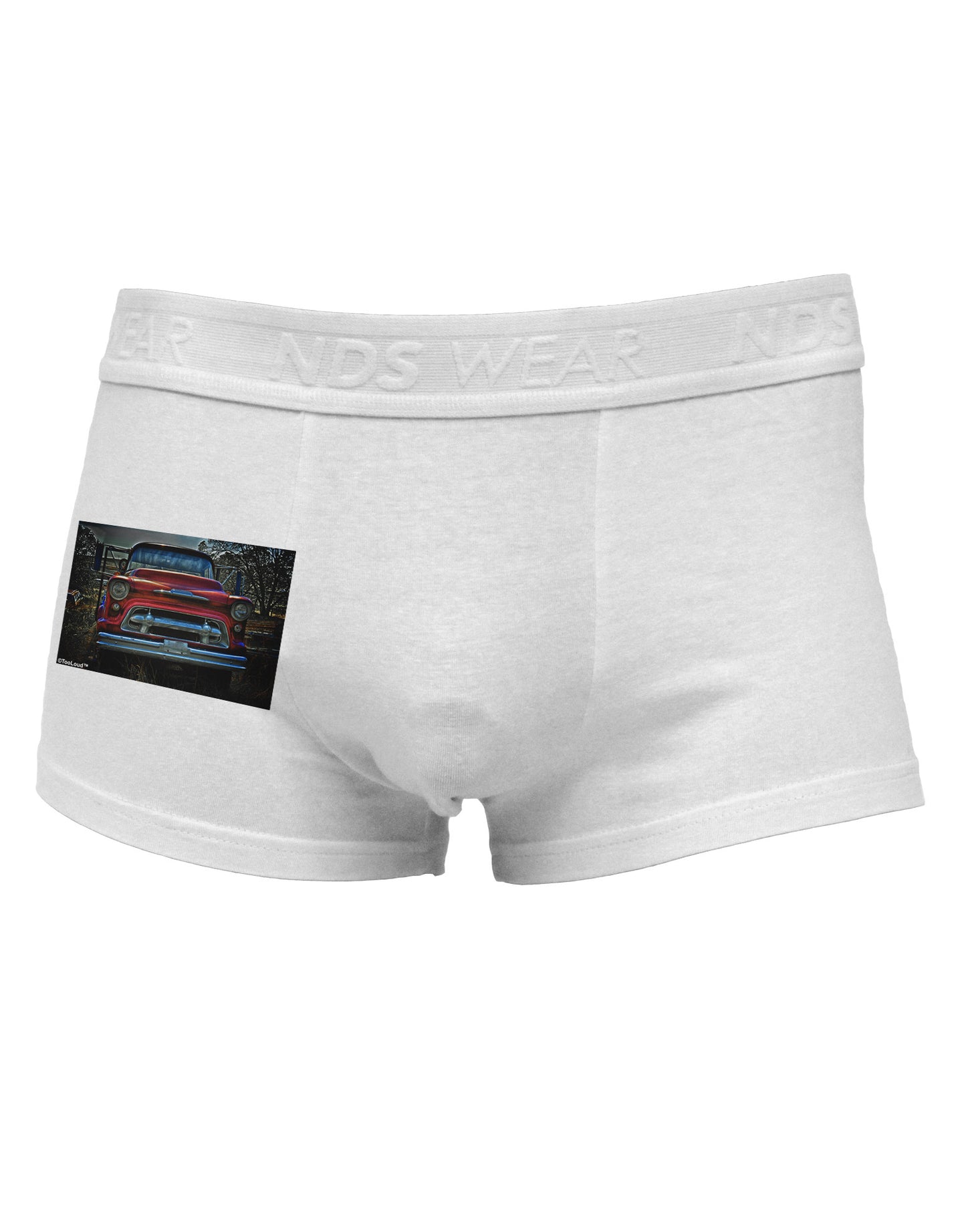 TooLoud Vintage Truck Side Printed Mens Trunk Underwear-Mens Trunk Underwear-NDS Wear-White-Small-Davson Sales