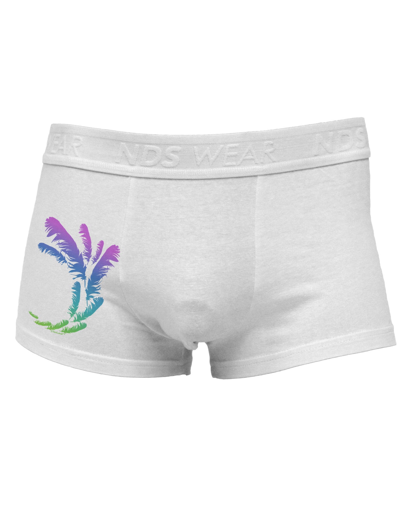 Tropical Feathers Side Printed Mens Trunk Underwear-Mens Trunk Underwear-NDS Wear-White-Small-Davson Sales