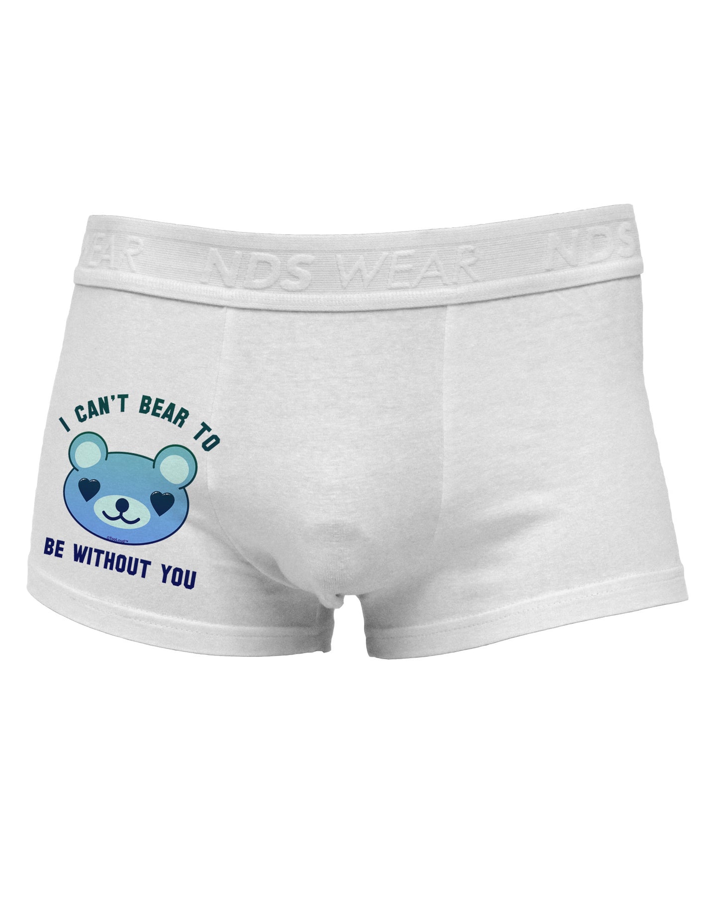 I Can't Bear to be Without You Blue Side Printed Mens Trunk Underwear by NDS Wear-Mens Trunk Underwear-NDS Wear-White-Small-Davson Sales