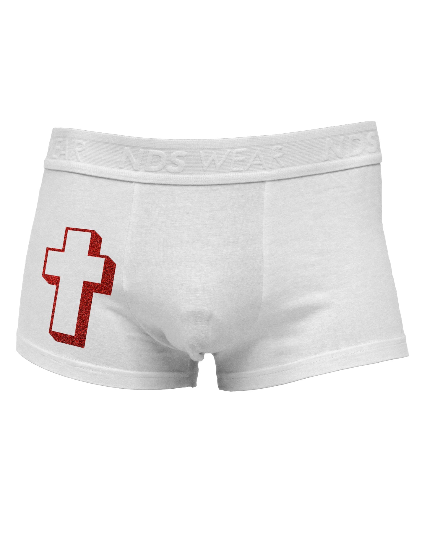 Simple Cross Design Glitter - Red Side Printed Mens Trunk Underwear by TooLoud-Mens Trunk Underwear-NDS Wear-White-Small-Davson Sales