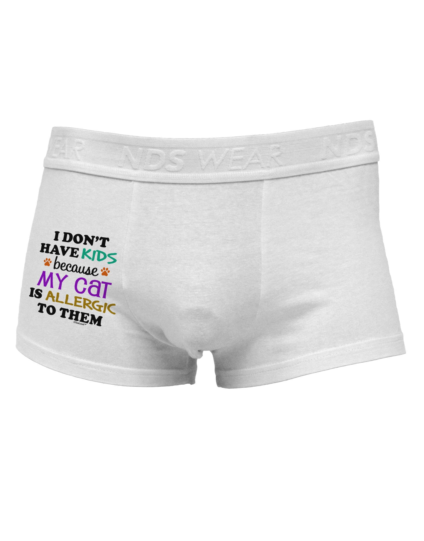 I Don't Have Kids - Cat Side Printed Mens Trunk Underwear-Mens Trunk Underwear-NDS Wear-White-Small-Davson Sales