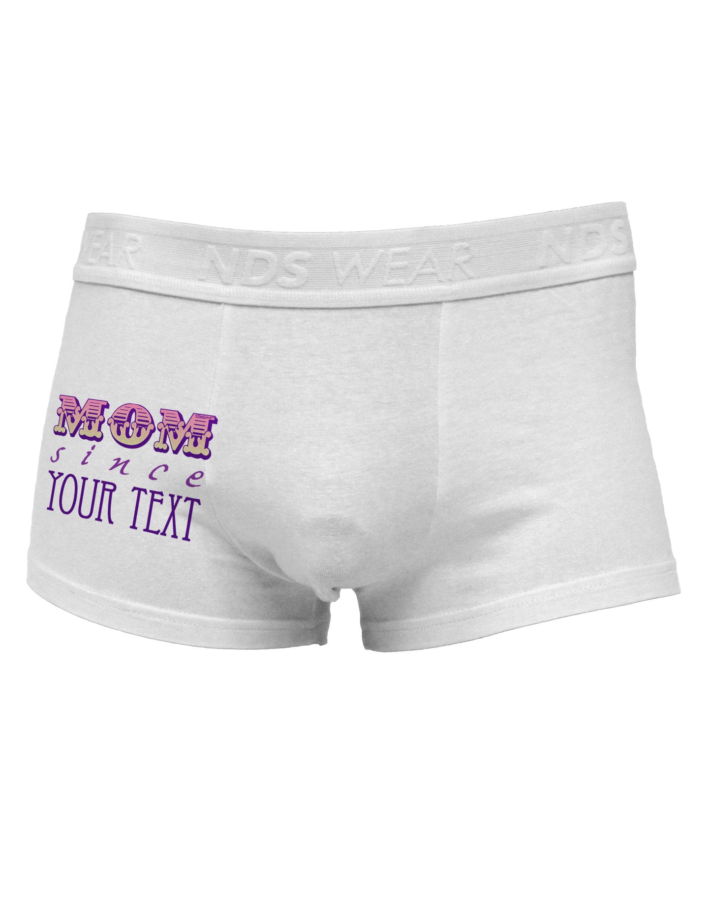Personalized Mom Since ___ Side Printed Mens Trunk Underwear-Mens Trunk Underwear-NDS Wear-White-Small-Davson Sales
