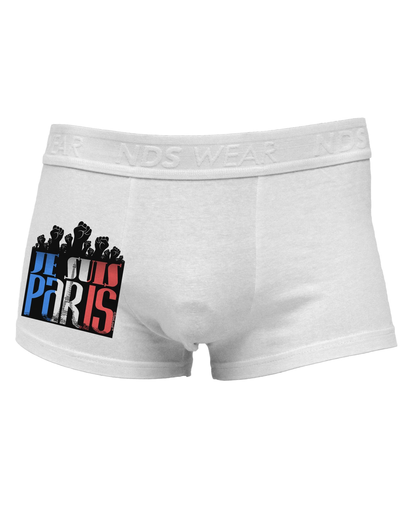 Je Suis Paris - Strong Side Printed Mens Trunk Underwear by NDS Wear-Mens Trunk Underwear-NDS Wear-White-Small-Davson Sales