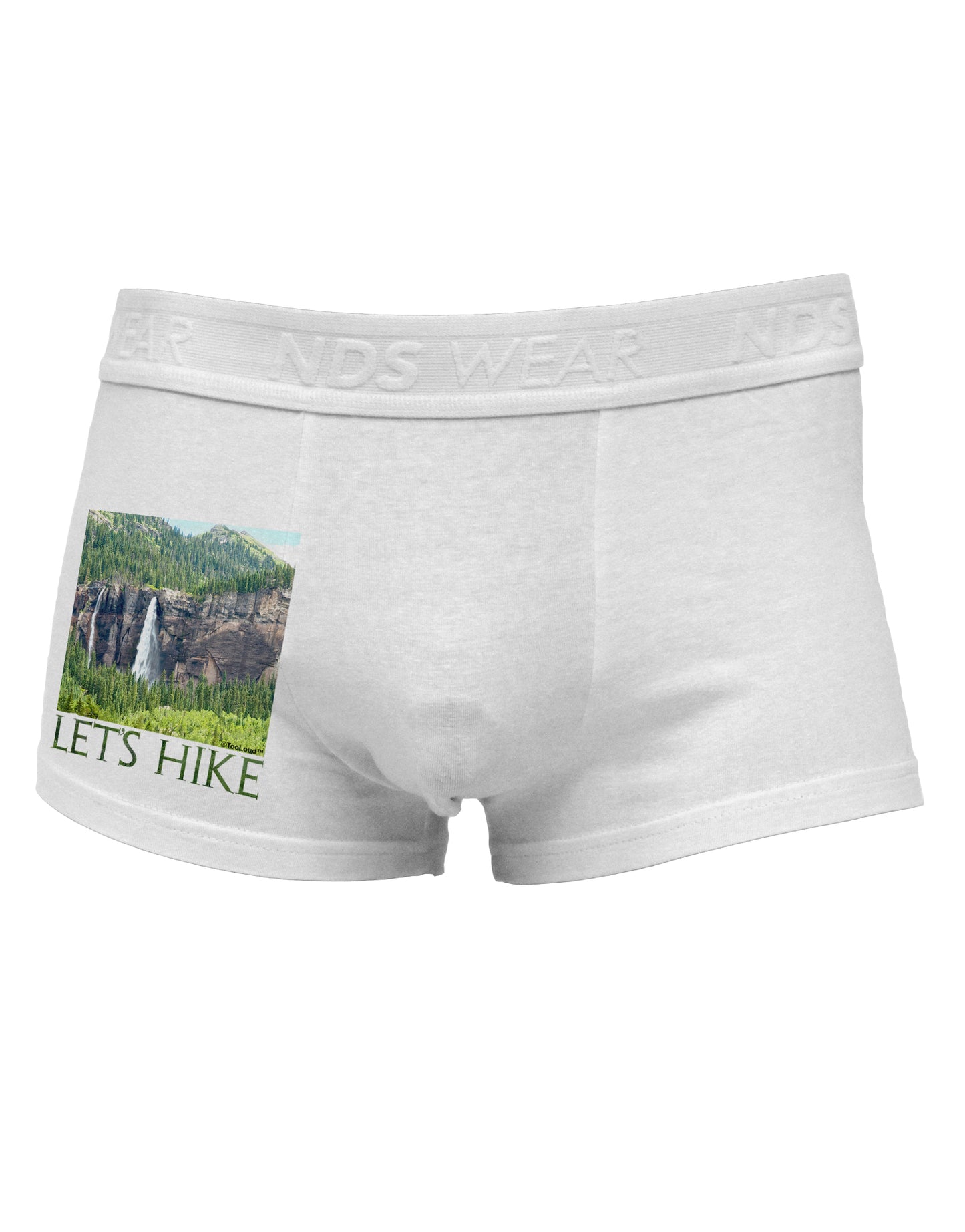 Beautiful Cliffs - Lets Hike Side Printed Mens Trunk Underwear by NDS Wear-Mens Trunk Underwear-NDS Wear-White-Small-Davson Sales