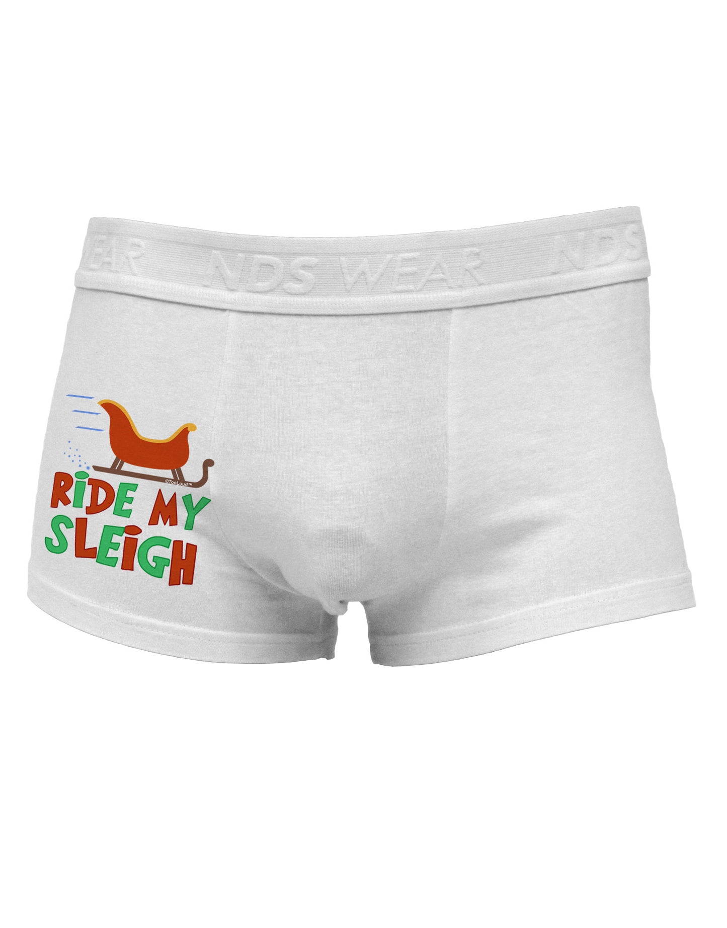Ride My Sleigh Color Side Printed Mens Trunk Underwear-Mens Trunk Underwear-NDS Wear-White-Small-Davson Sales