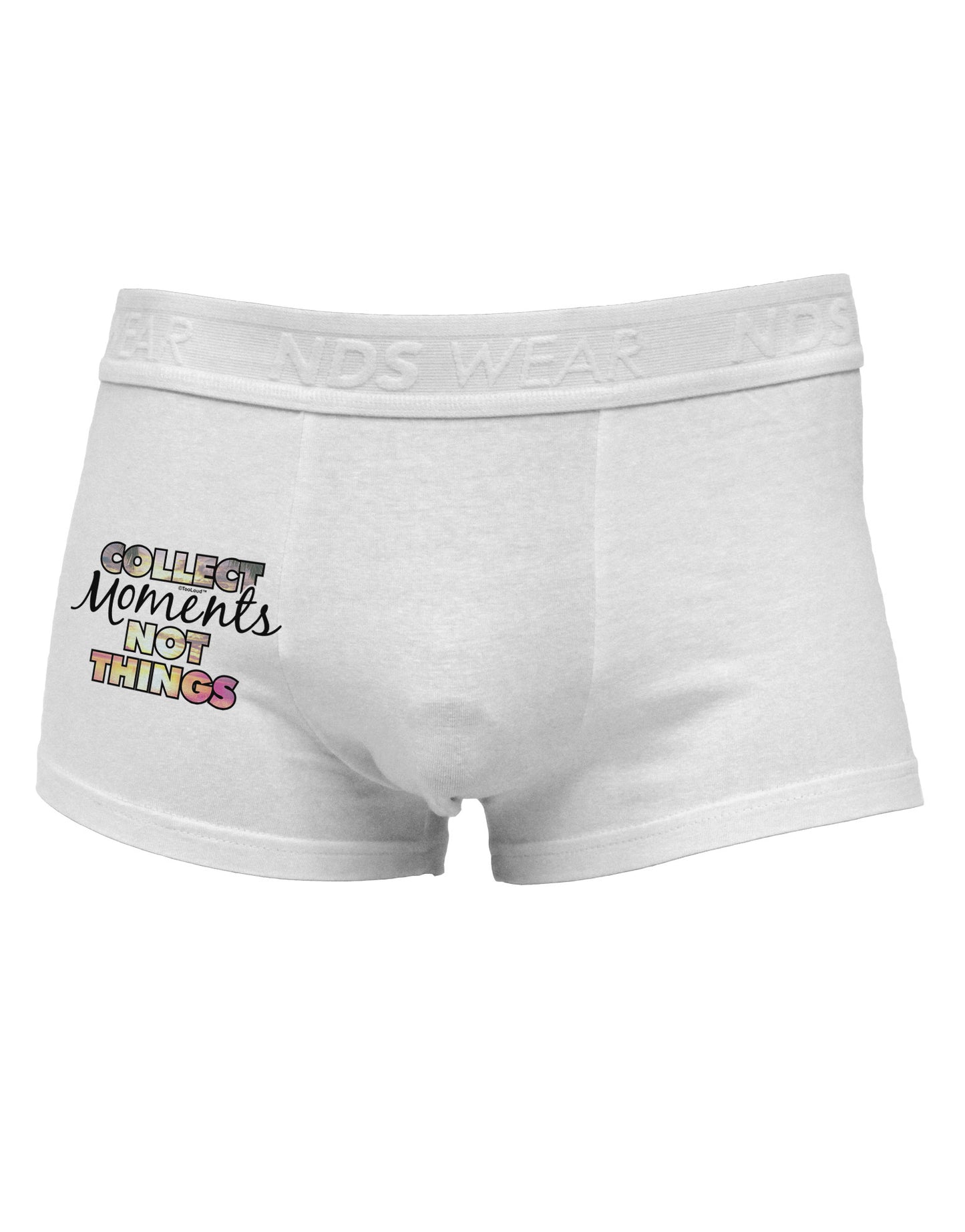 Collect Moments Not Things Side Printed Mens Trunk Underwear-Mens Trunk Underwear-NDS Wear-White-Small-Davson Sales