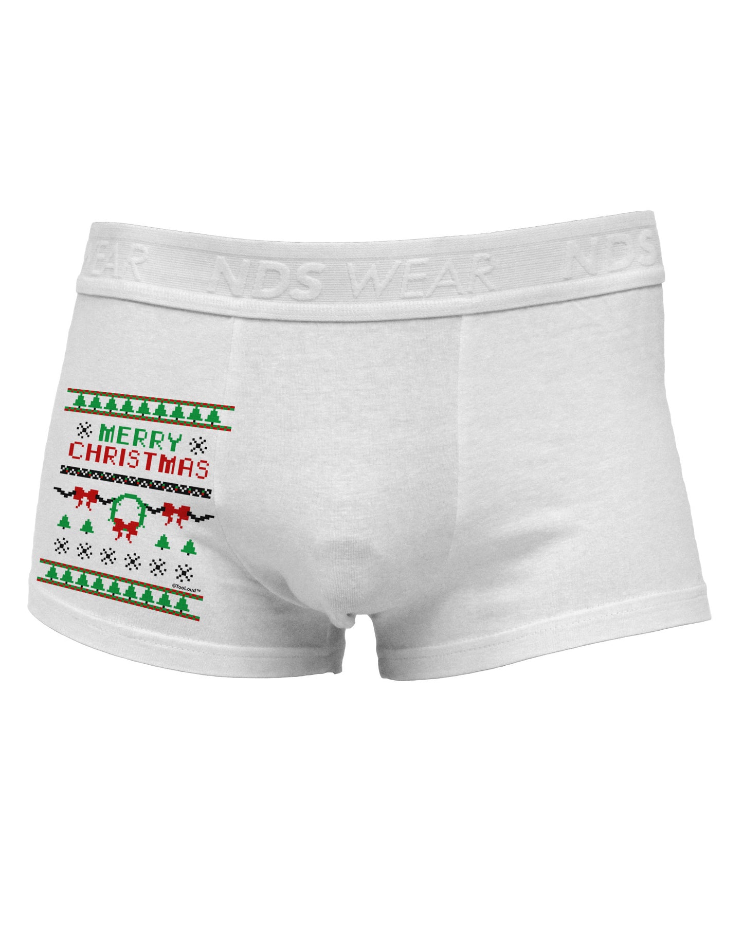 Merry Christmas Ugly Christmas Sweater Side Printed Mens Trunk Underwear-Mens Trunk Underwear-NDS Wear-White-Small-Davson Sales