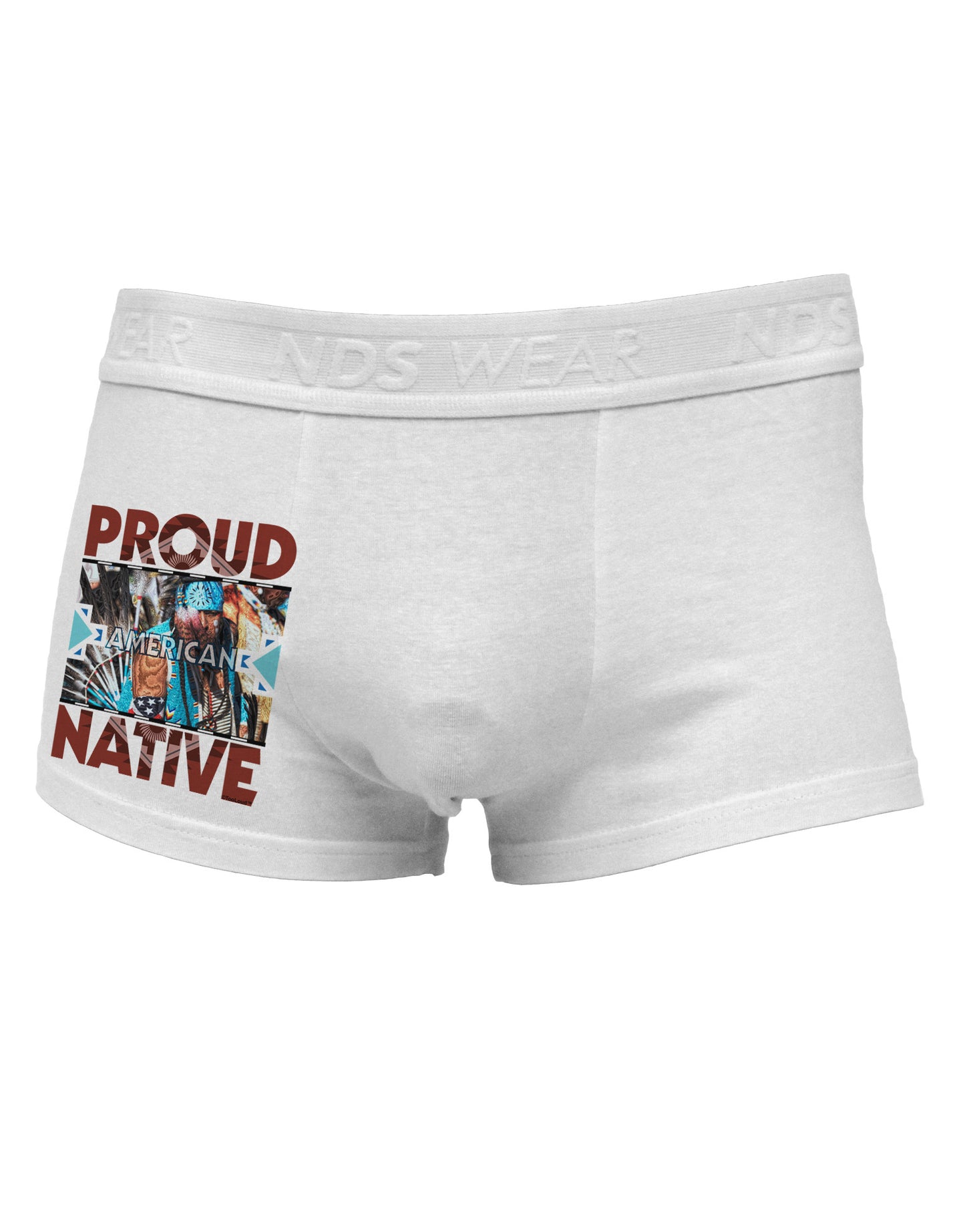 Proud Native American Side Printed Mens Trunk Underwear-Mens Trunk Underwear-NDS Wear-White-Small-Davson Sales