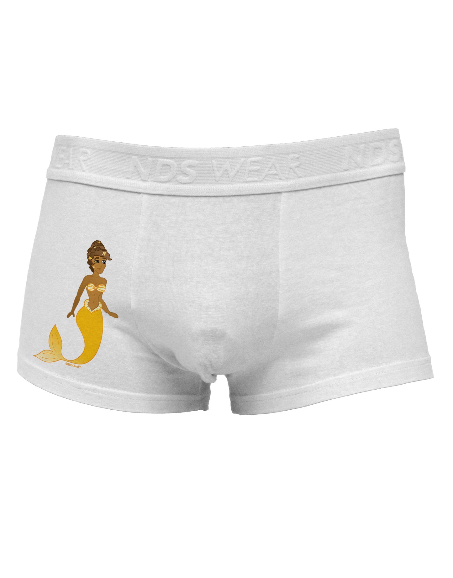 Mermaid Design - Yellow Side Printed Mens Trunk Underwear-Mens Trunk Underwear-NDS Wear-White-Small-Davson Sales