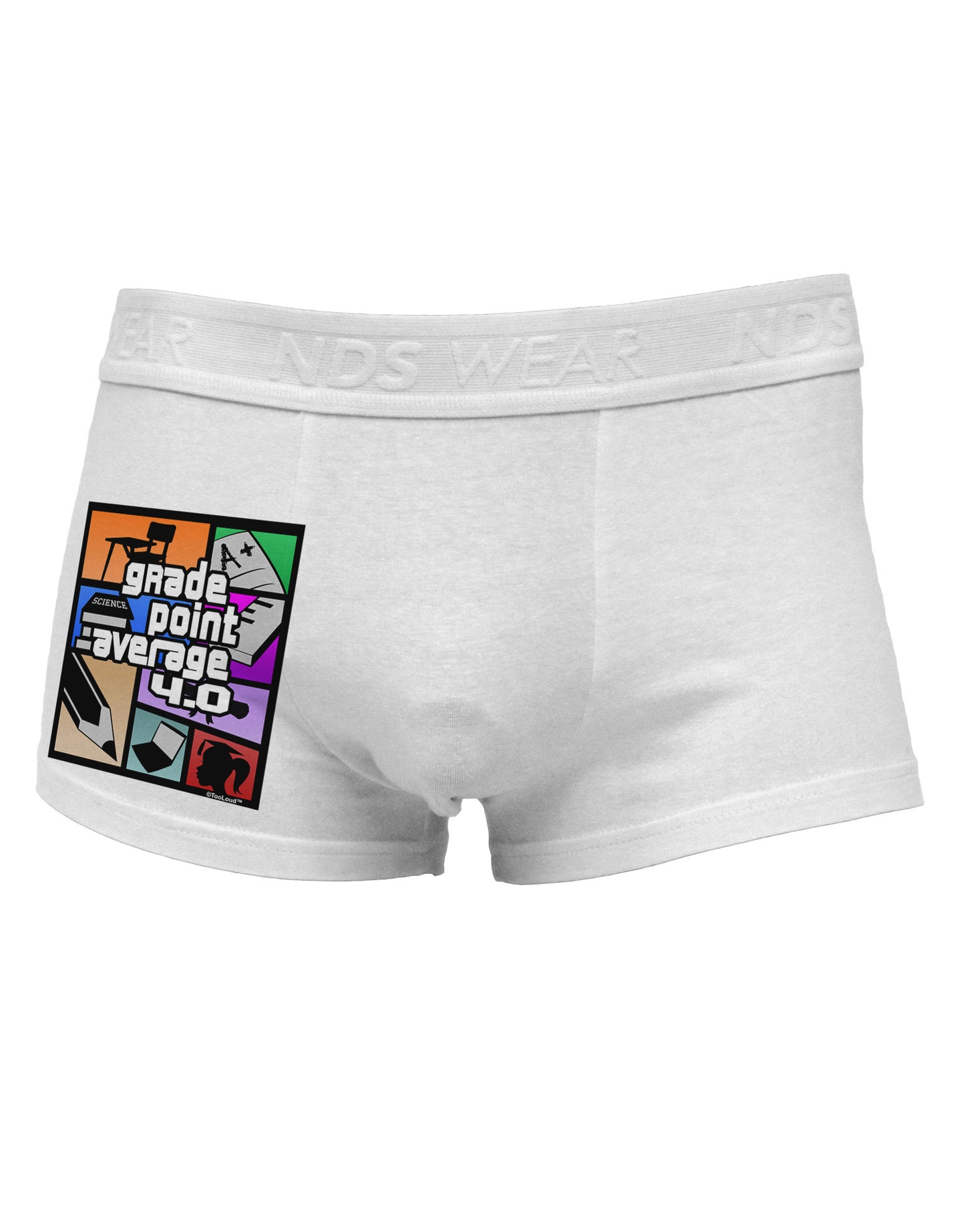 GPA 4 - Grade Point Average Side Printed Mens Trunk Underwear-Mens Trunk Underwear-NDS Wear-White-Small-Davson Sales