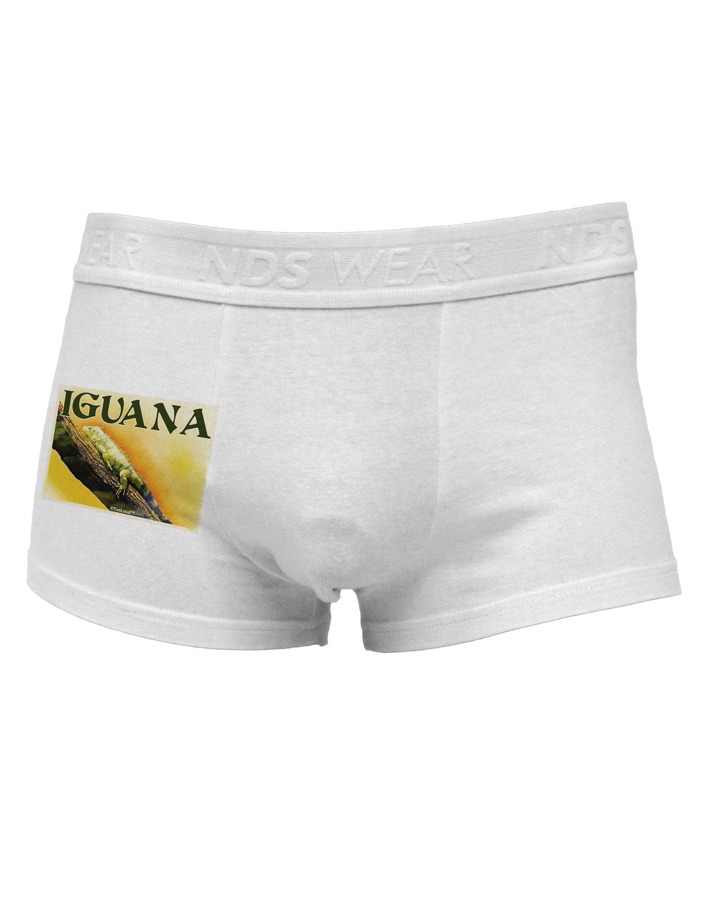 Iguana Watercolor Text Side Printed Mens Trunk Underwear-Mens Trunk Underwear-NDS Wear-White-Small-Davson Sales
