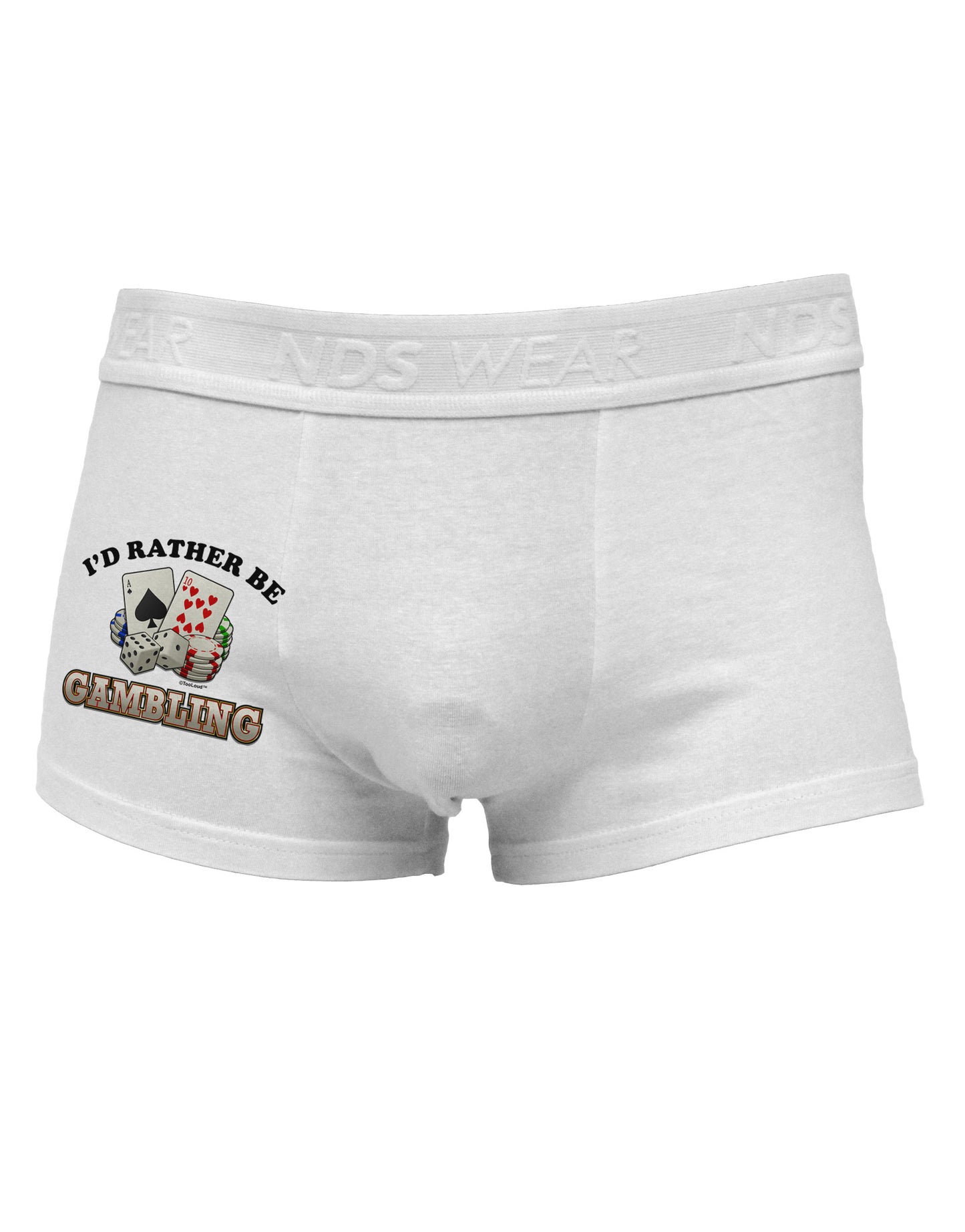 I'd Rather Be Gambling Side Printed Mens Trunk Underwear-Mens Trunk Underwear-NDS Wear-White-Small-Davson Sales