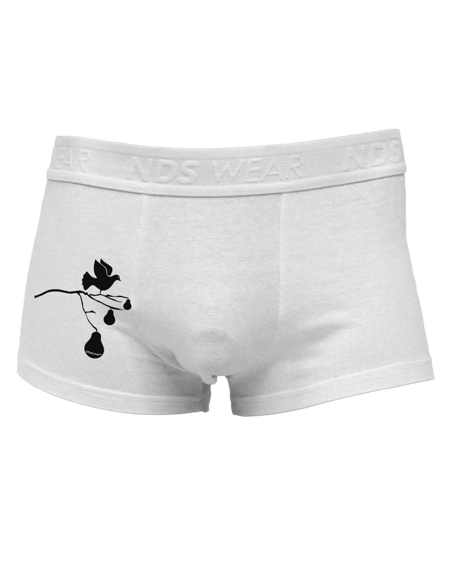 Partridge In A Pear Tree Side Printed Mens Trunk Underwear-Mens Trunk Underwear-NDS Wear-White-Small-Davson Sales