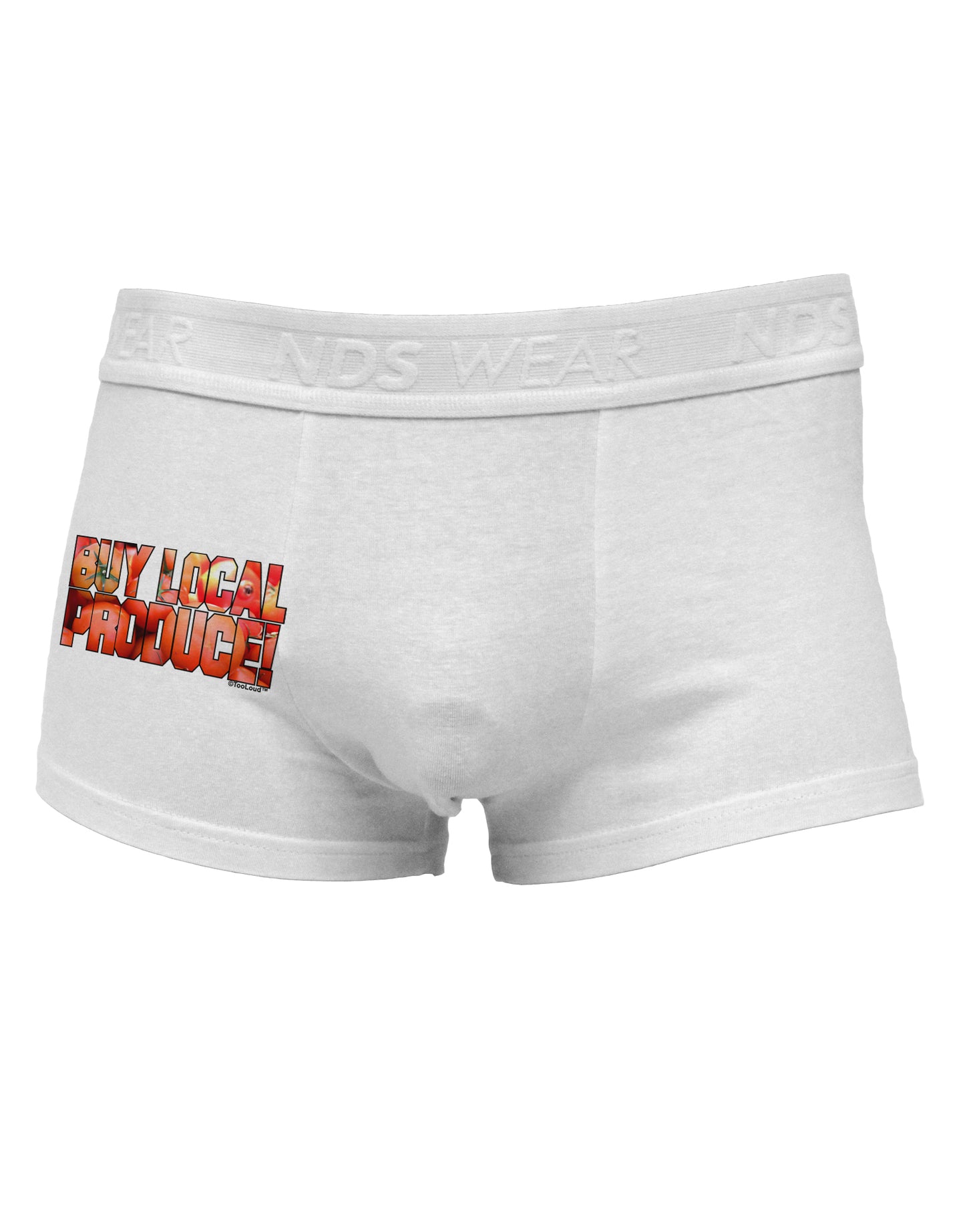 Buy Local Produce Tomatoes Text Side Printed Mens Trunk Underwear-Mens Trunk Underwear-NDS Wear-White-Small-Davson Sales