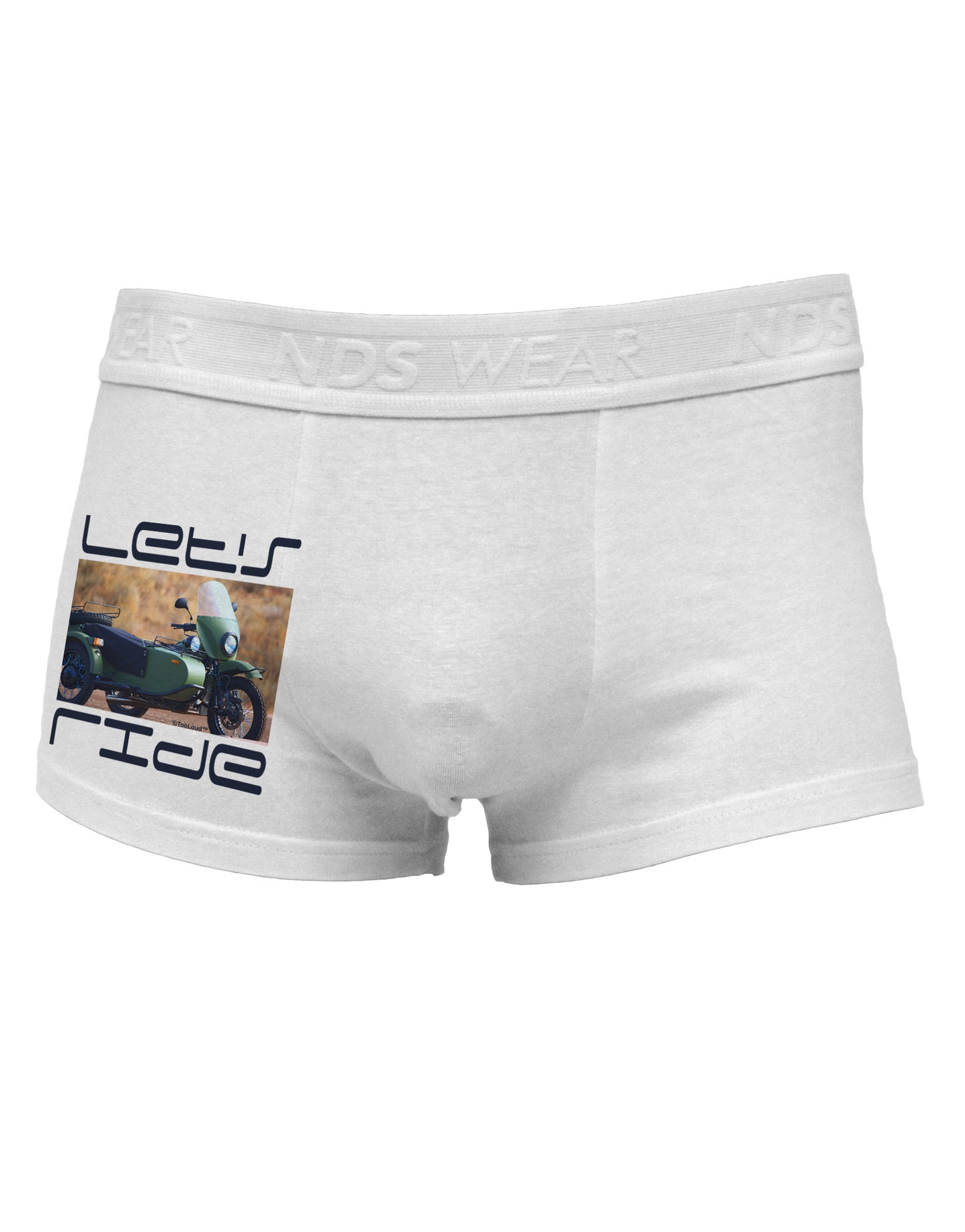 Lets Ride Sidecar Motorcycle Side Printed Mens Trunk Underwear-Mens Trunk Underwear-NDS Wear-White-Small-Davson Sales