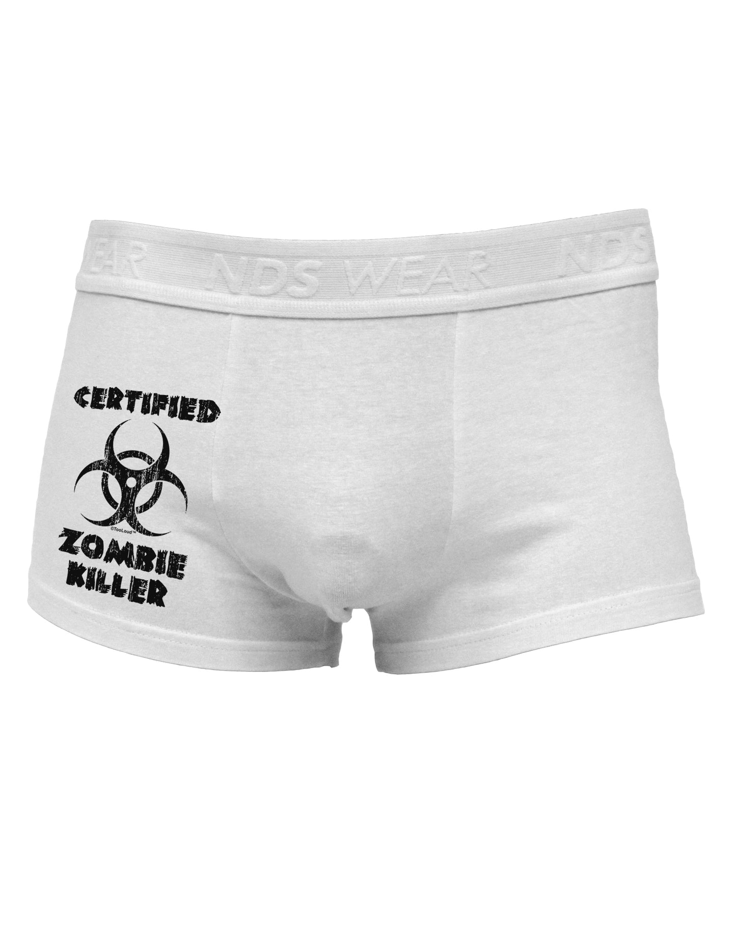 Certified Zombie Killer - Biohazard Side Printed Mens Trunk Underwear by TooLoud-Mens Trunk Underwear-NDS Wear-White-Small-Davson Sales