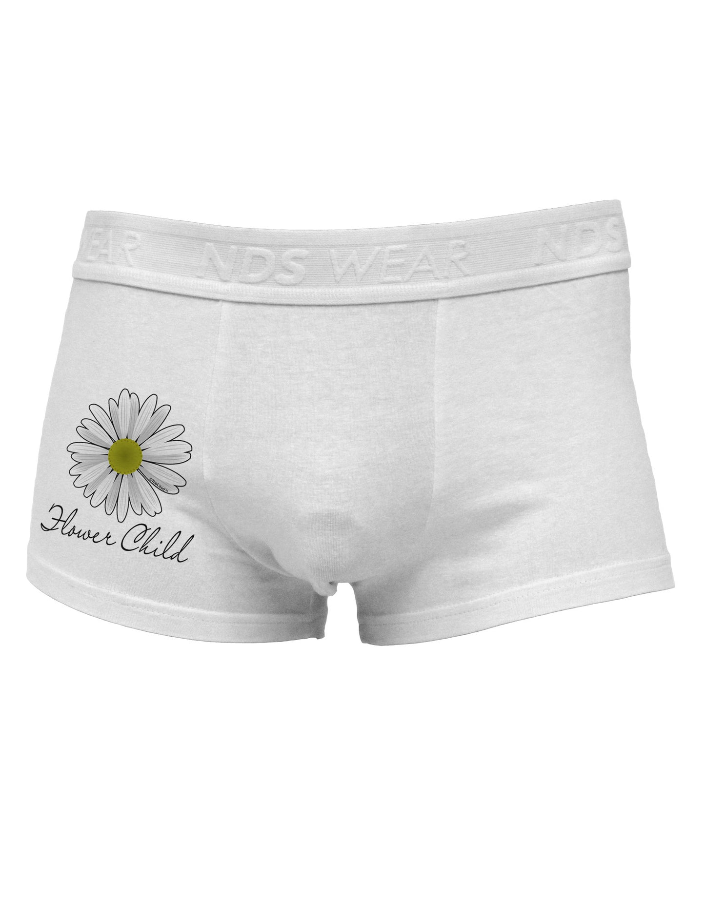 Pretty Daisy - Flower Child Side Printed Mens Trunk Underwear-Mens Trunk Underwear-NDS Wear-White-Small-Davson Sales
