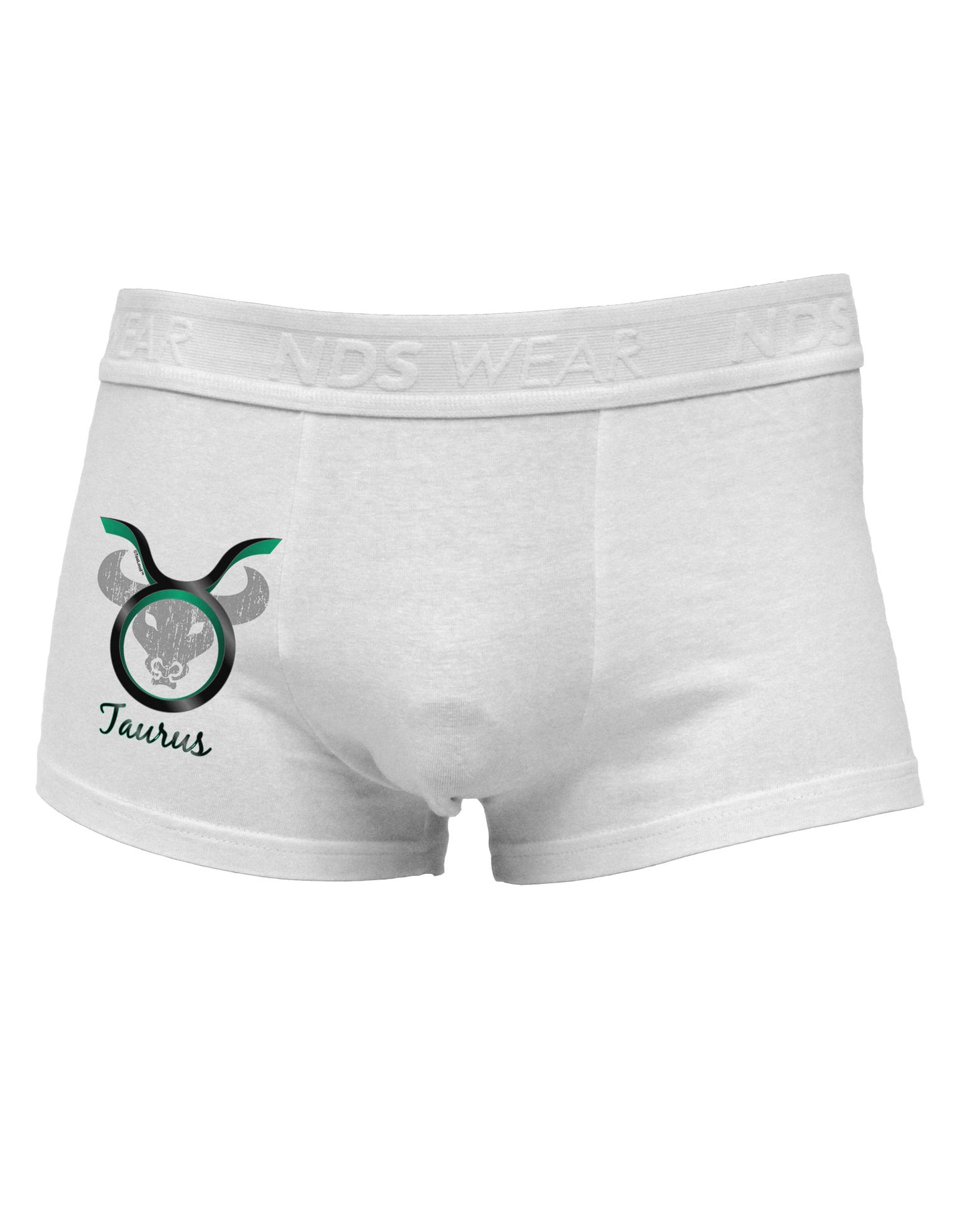 Taurus Symbol Side Printed Mens Trunk Underwear-Mens Trunk Underwear-NDS Wear-White-Small-Davson Sales