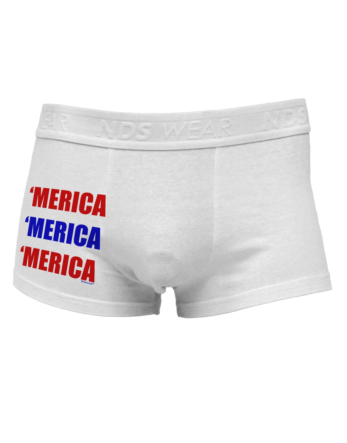 Merica Merica Merica - Red and Blue Side Printed Mens Trunk Underwear-Mens Trunk Underwear-NDS Wear-White-Small-Davson Sales