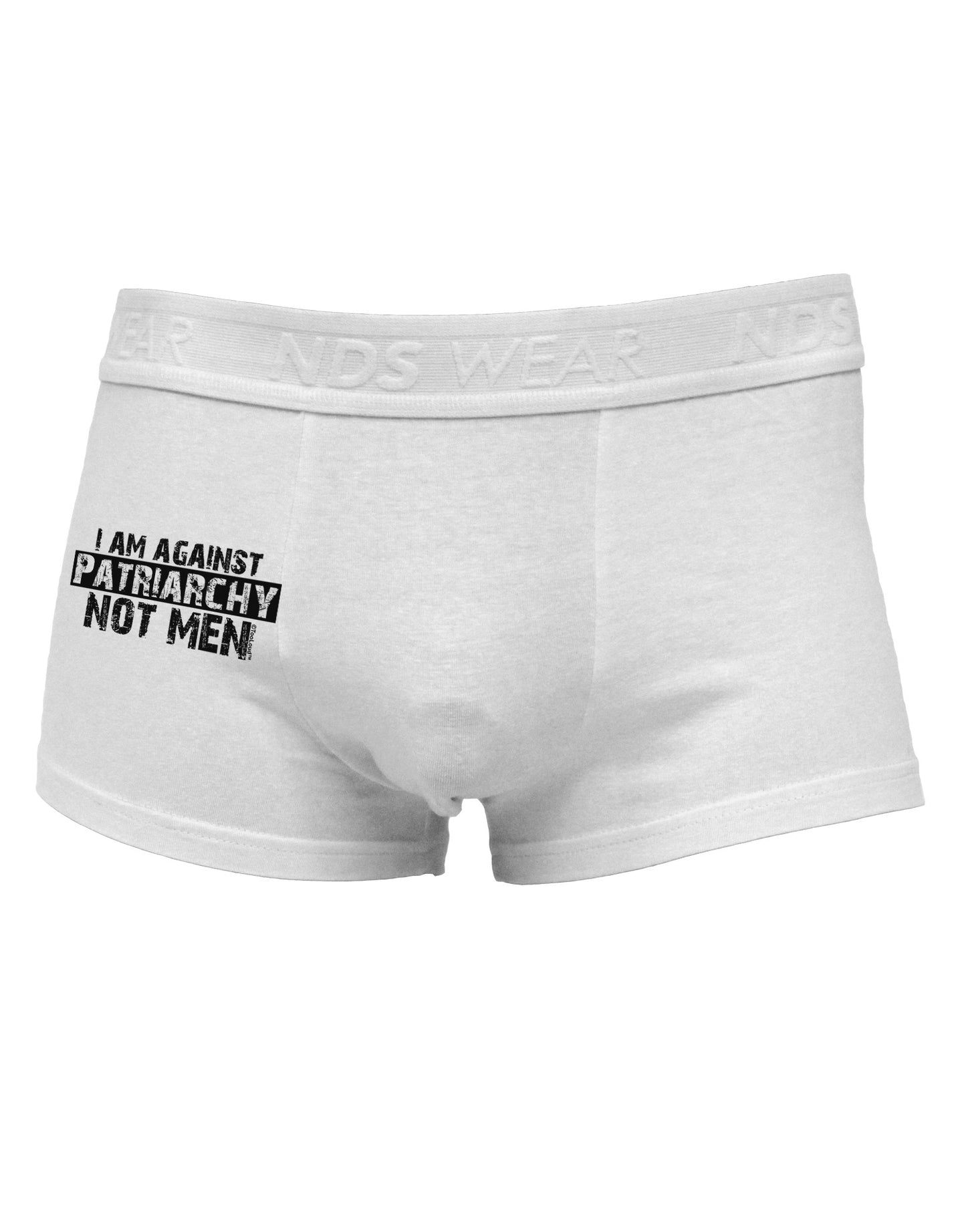 I Am Against Patriarchy Side Printed Mens Trunk Underwear-Mens Trunk Underwear-NDS Wear-White-Small-Davson Sales