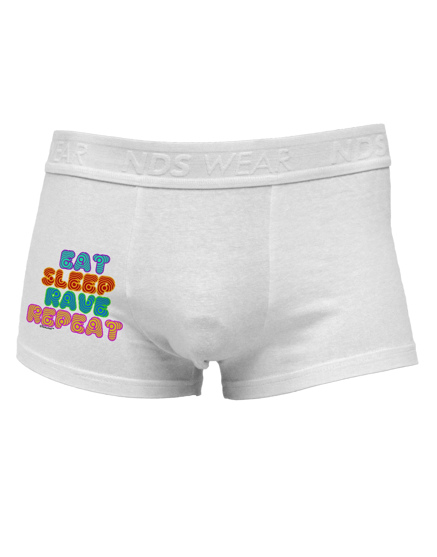 Eat Sleep Rave Repeat Hypnotic Side Printed Mens Trunk Underwear by TooLoud-Mens Trunk Underwear-NDS Wear-White-Small-Davson Sales