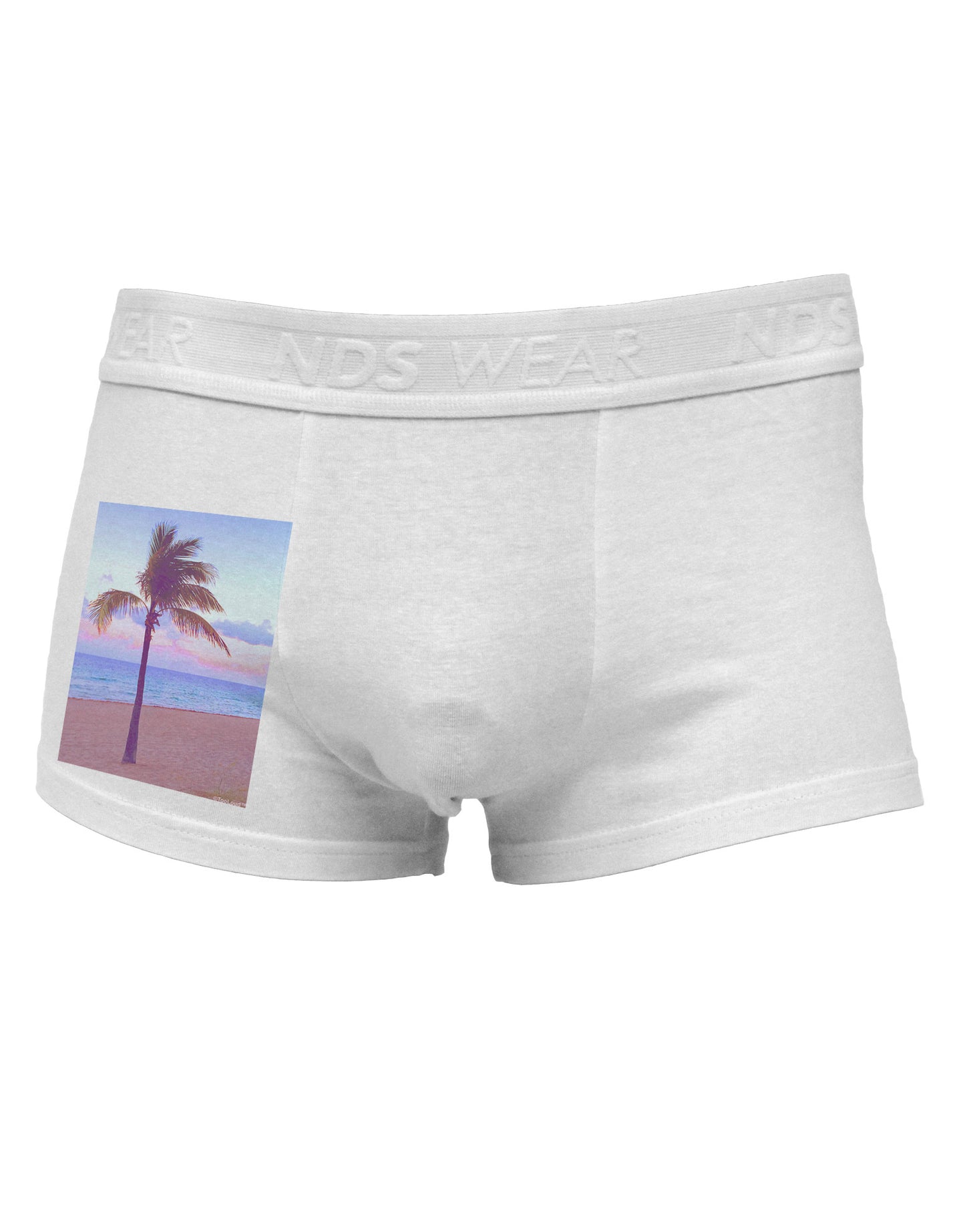 Palm Tree Beach Filter Side Printed Mens Trunk Underwear-Mens Trunk Underwear-NDS Wear-White-Small-Davson Sales