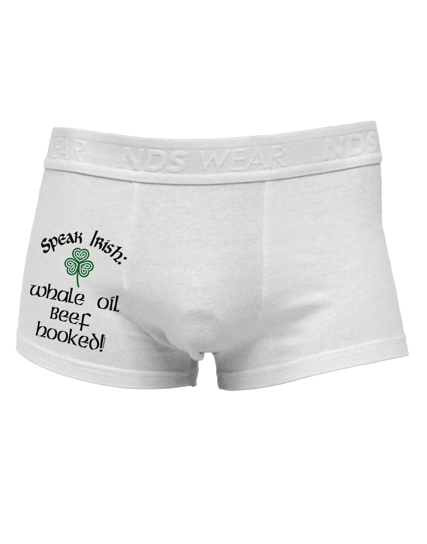 Speak Irish - Whale Oil Beef Hooked Side Printed Mens Trunk Underwear-Mens Trunk Underwear-NDS Wear-White-Small-Davson Sales