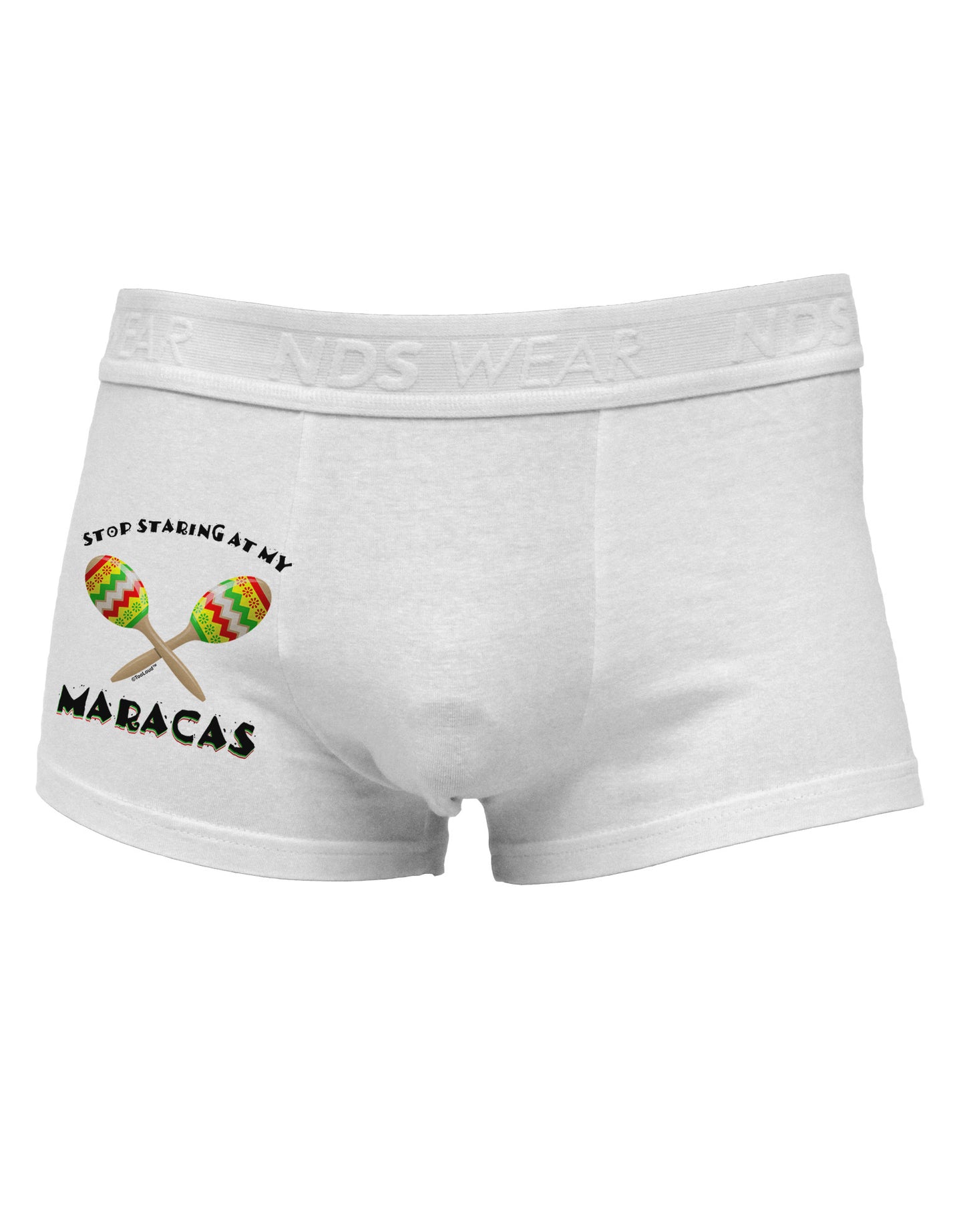 Stop Staring At My Maracas Side Printed Mens Trunk Underwear-Mens Trunk Underwear-NDS Wear-White-Small-Davson Sales