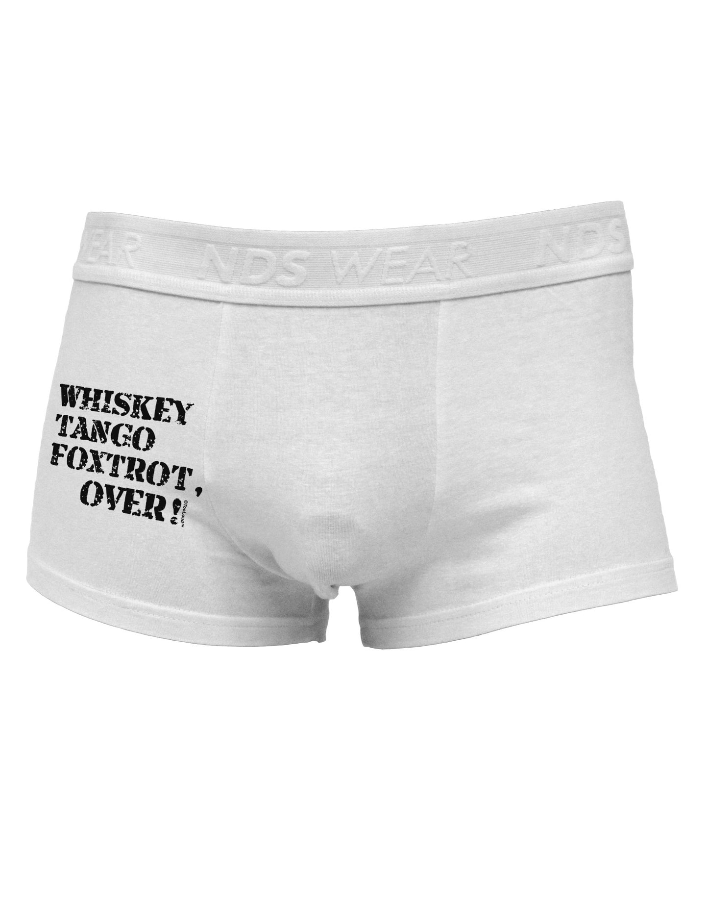 Whiskey Tango Foxtrot WTF Side Printed Mens Trunk Underwear-Mens Trunk Underwear-NDS Wear-White-Small-Davson Sales