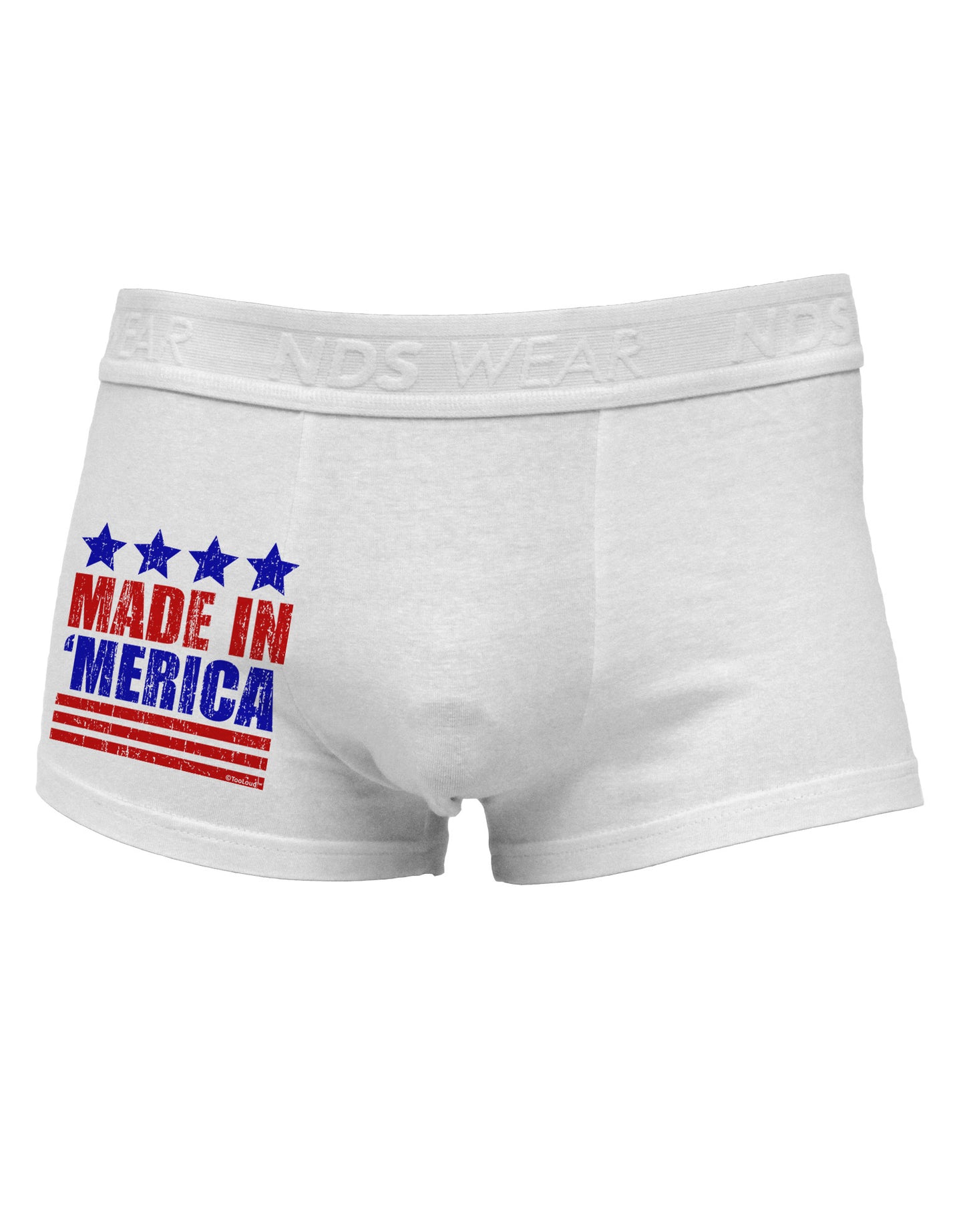 Made in Merica - Stars and Stripes Color Design Side Printed Mens Trunk Underwear-Mens Trunk Underwear-NDS Wear-White-Small-Davson Sales