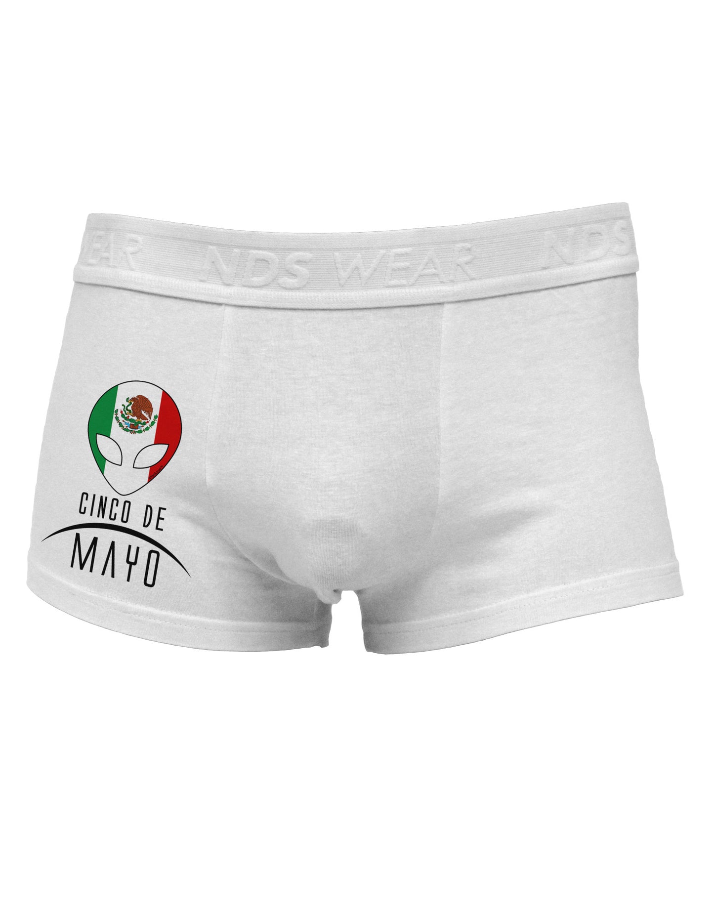 Mexican Extraterrestrial Text Side Printed Mens Trunk Underwear-Mens Trunk Underwear-NDS Wear-White-Small-Davson Sales