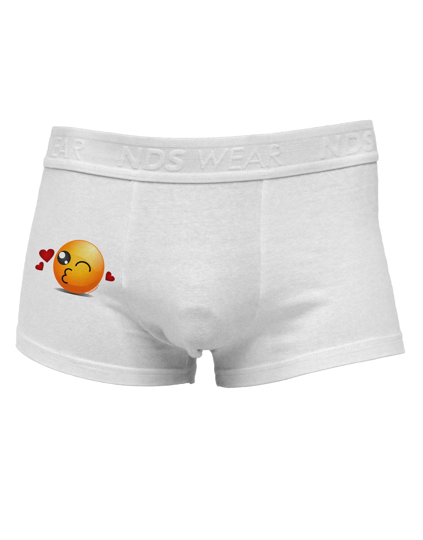Kissy Face Emoji Side Printed Mens Trunk Underwear-Mens Trunk Underwear-NDS Wear-White-Small-Davson Sales
