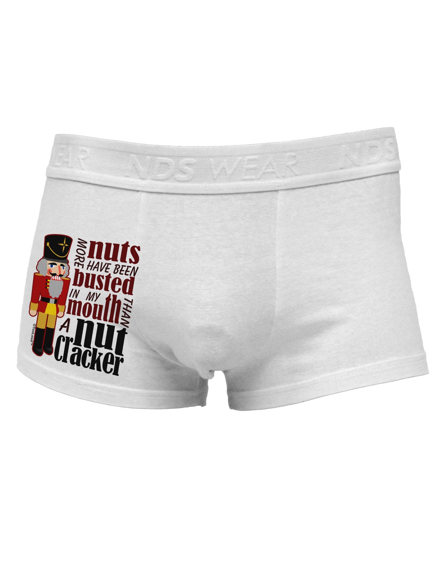 More Nuts Busted - My Mouth Side Printed Mens Trunk Underwear by NDS Wear-Mens Trunk Underwear-NDS Wear-White-Small-Davson Sales