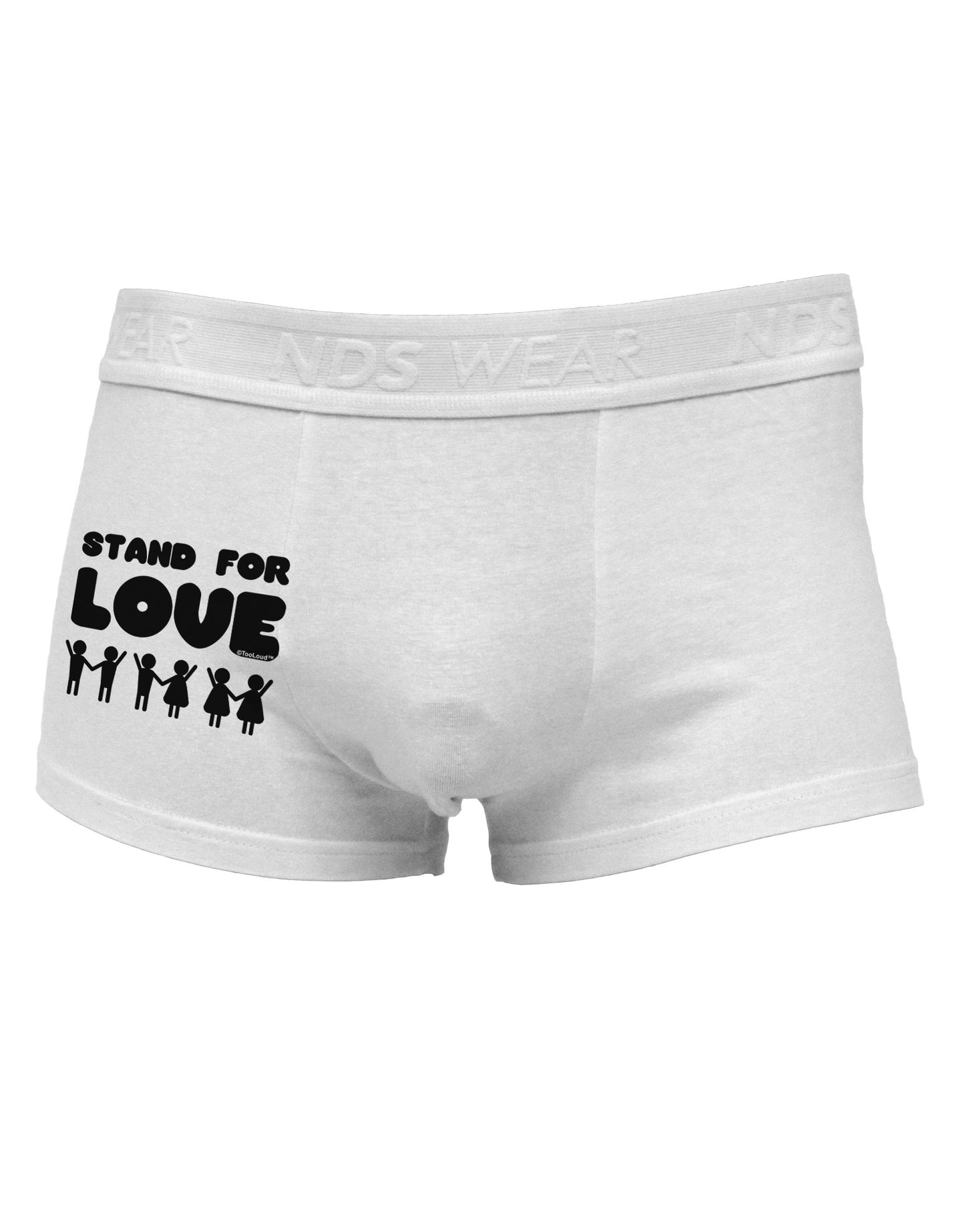 Stand For Love Side Printed Mens Trunk Underwear-Mens Trunk Underwear-NDS Wear-White-Small-Davson Sales