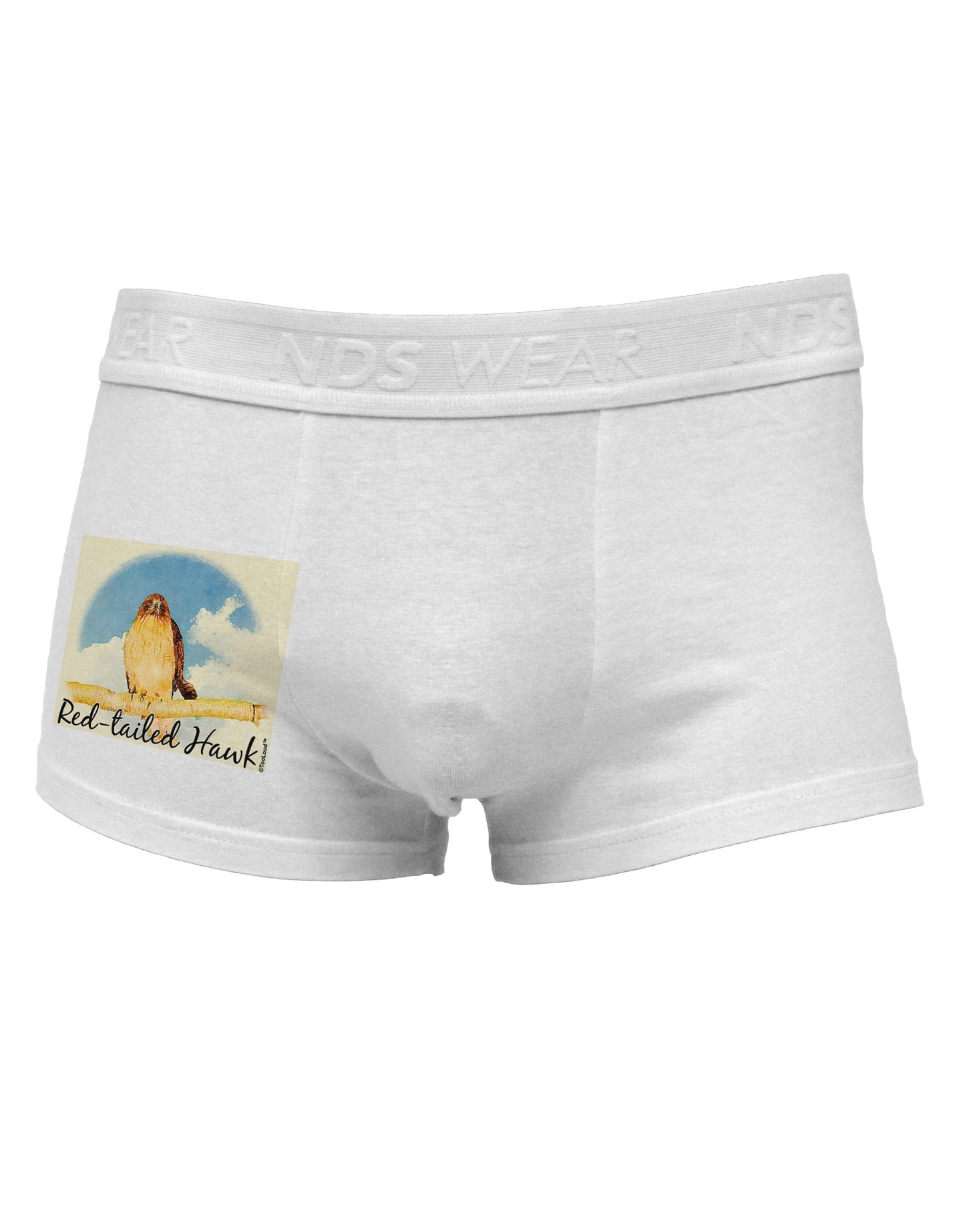 Red-tailed Hawk Text Side Printed Mens Trunk Underwear-Mens Trunk Underwear-NDS Wear-White-Small-Davson Sales