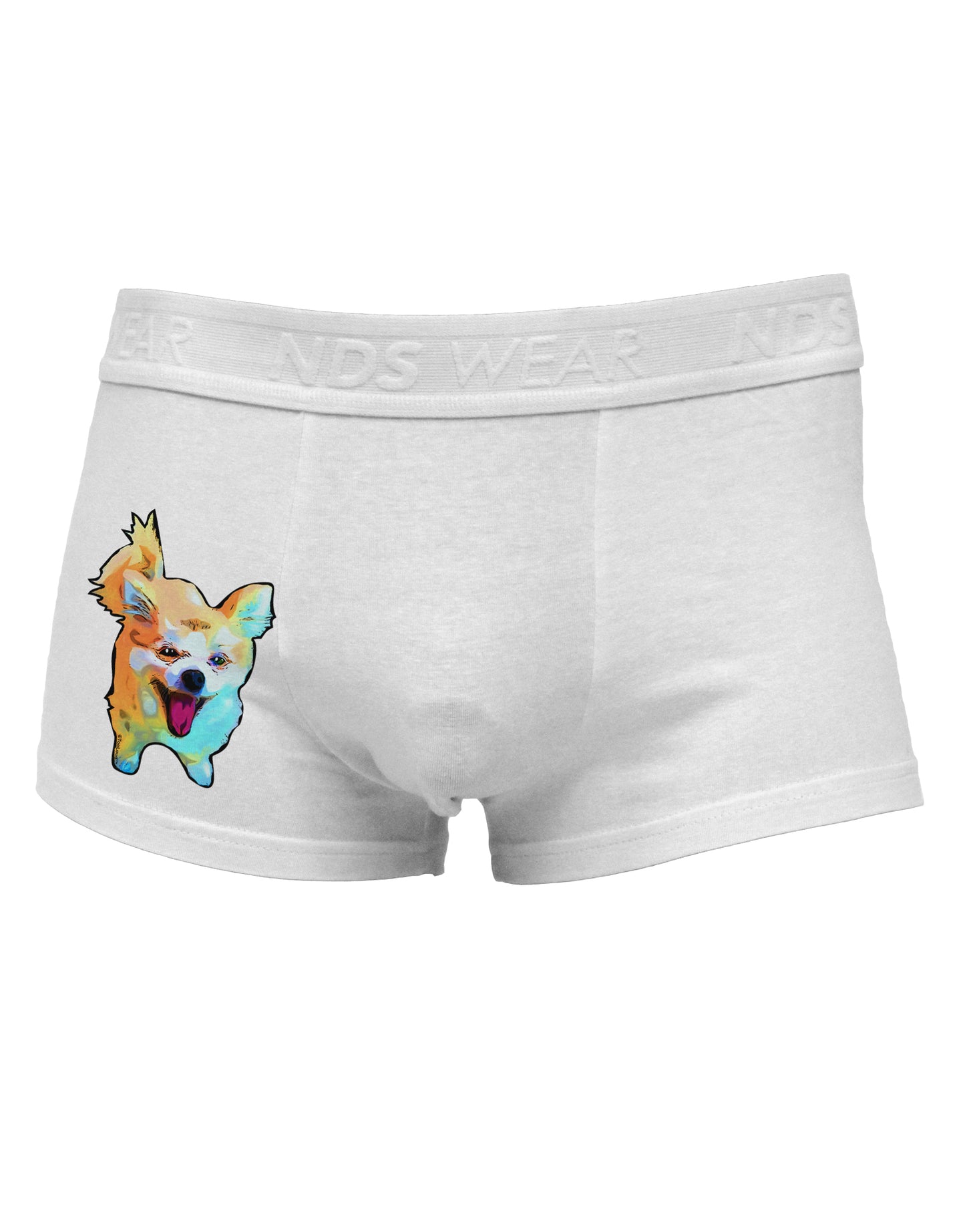 Cartoon Pomeranian Side Printed Mens Trunk Underwear-Mens Trunk Underwear-NDS Wear-White-Small-Davson Sales