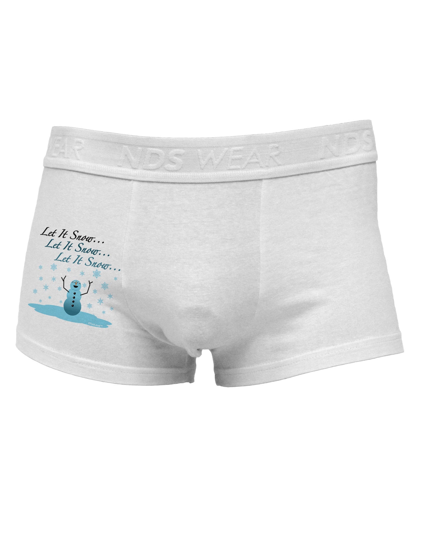 Let It Snow Happy Snowman Side Printed Mens Trunk Underwear-Mens Trunk Underwear-NDS Wear-White-Small-Davson Sales
