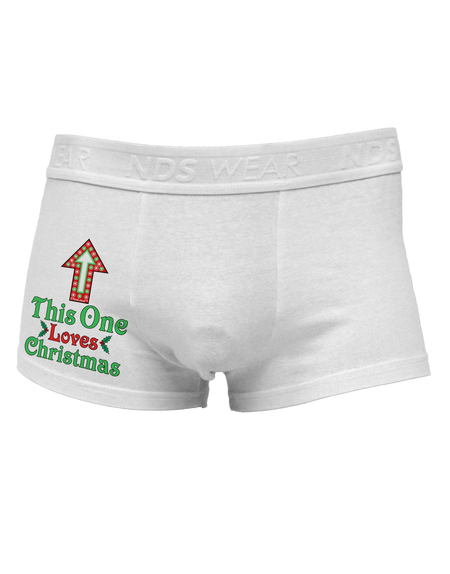 This One Loves Christmas Cute Side Printed Mens Trunk Underwear-Mens Trunk Underwear-NDS Wear-White-Small-Davson Sales