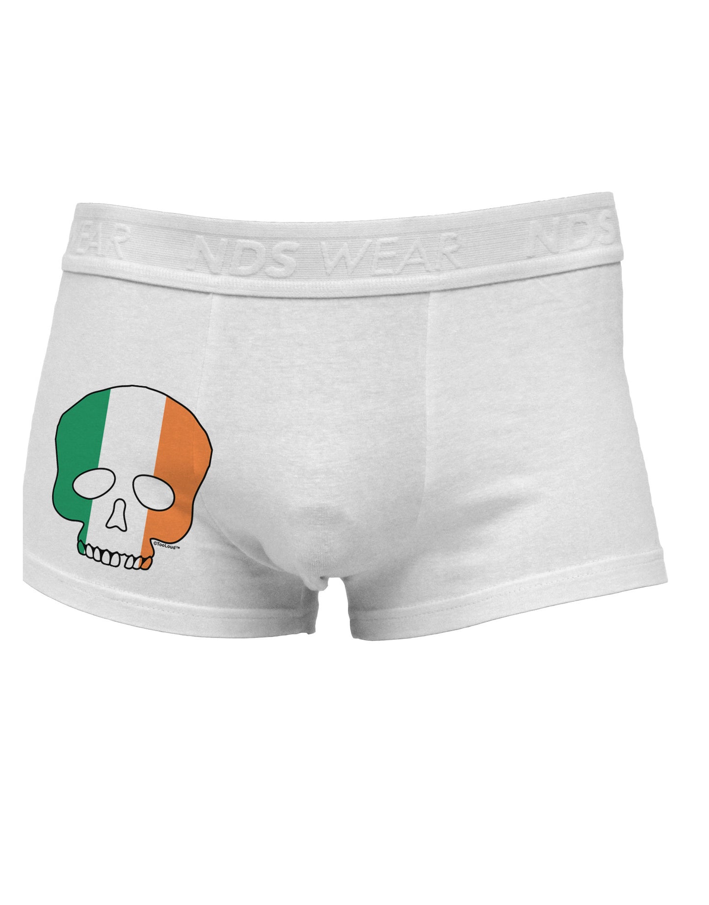 Skull Flag Ireland Side Printed Mens Trunk Underwear-Mens Trunk Underwear-NDS Wear-White-Small-Davson Sales