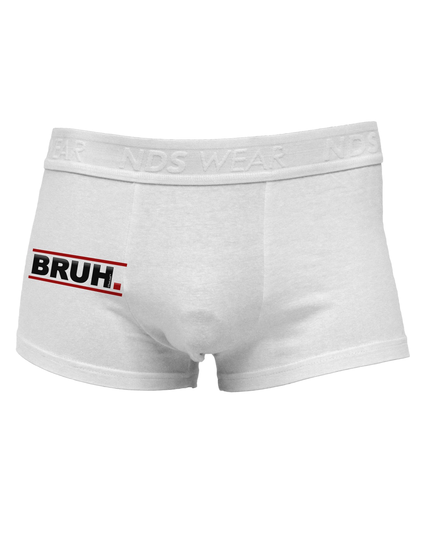 Bruh Text Only Side Printed Mens Trunk Underwear-Mens Trunk Underwear-NDS Wear-White-Small-Davson Sales