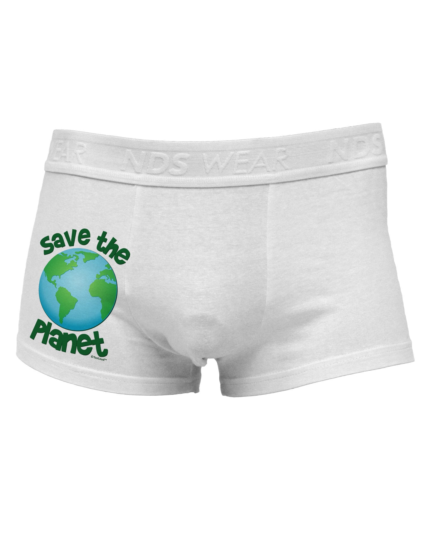 Save the Planet - Earth Side Printed Mens Trunk Underwear-Mens Trunk Underwear-NDS Wear-White-Small-Davson Sales