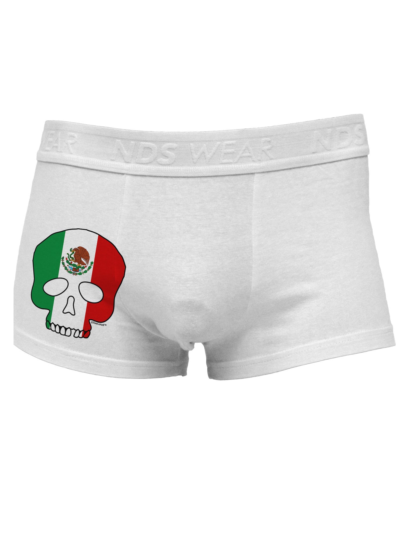 Skull Flag Mexico Side Printed Mens Trunk Underwear-Mens Trunk Underwear-NDS Wear-White-Small-Davson Sales