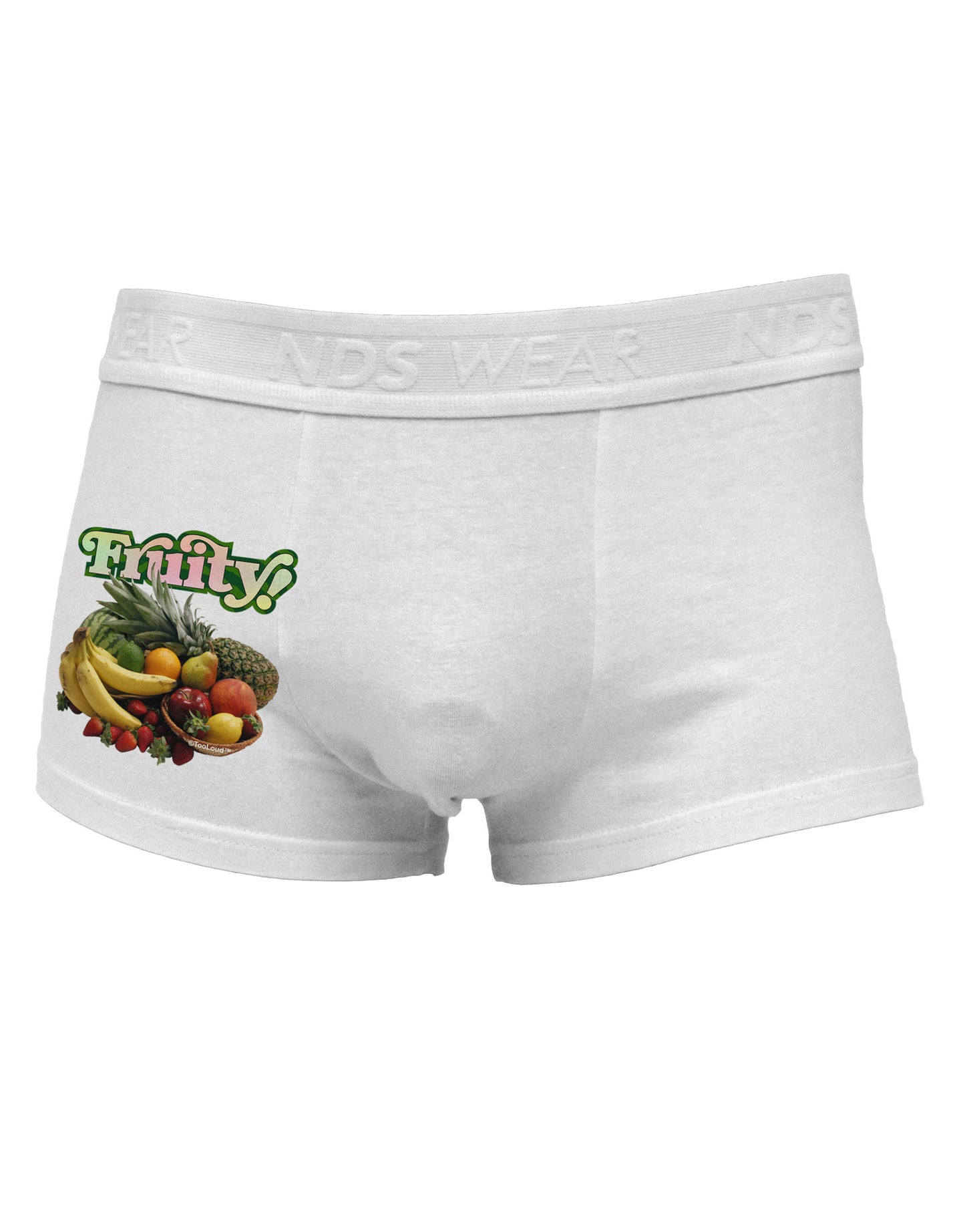 Fruity Fruit Basket Side Printed Mens Trunk Underwear-Mens Trunk Underwear-NDS Wear-White-Small-Davson Sales