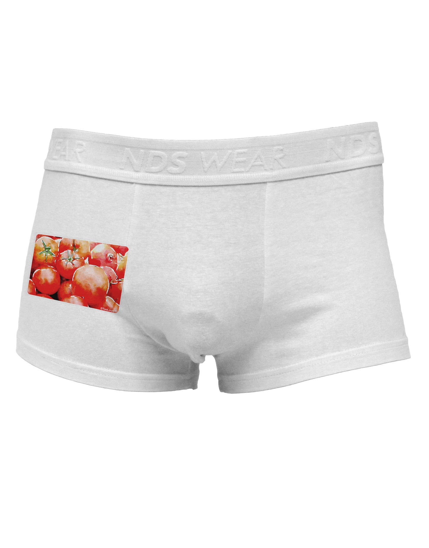 Watercolor Tomatoes Side Printed Mens Trunk Underwear-Mens Trunk Underwear-NDS Wear-White-Small-Davson Sales