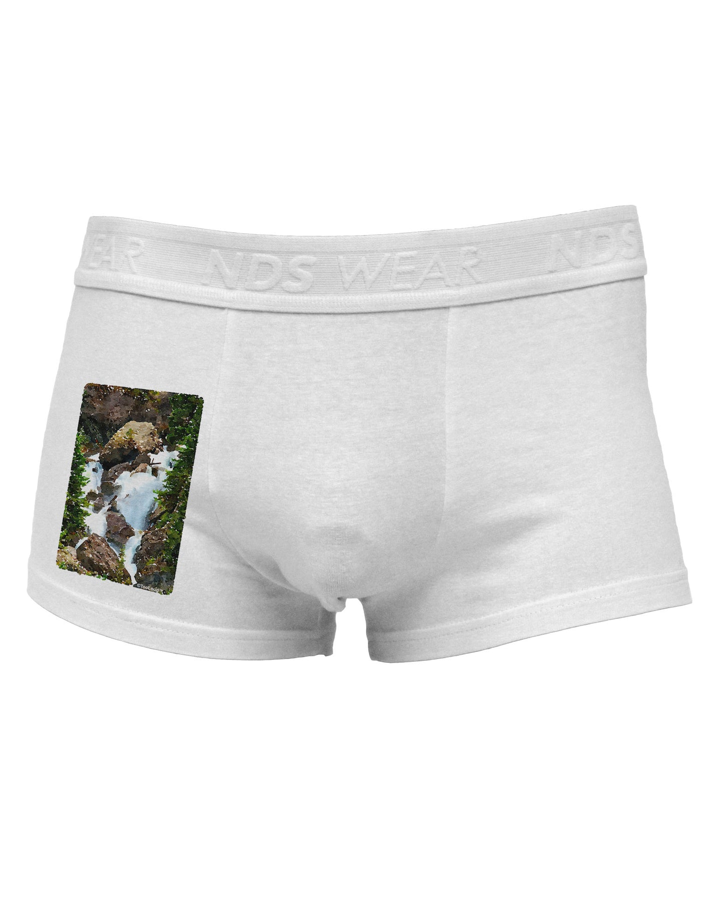 TooLoud Waterfall Watercolor Side Printed Mens Trunk Underwear-Mens Trunk Underwear-NDS Wear-White-Small-Davson Sales