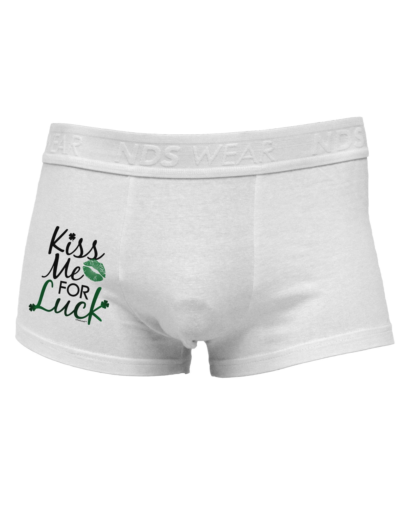 Kiss Me For Luck Side Printed Mens Trunk Underwear-Mens Trunk Underwear-NDS Wear-White-Small-Davson Sales