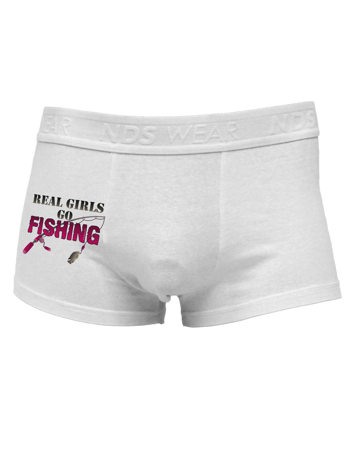 Real Girls Go Fishing Side Printed Mens Trunk Underwear-Mens Trunk Underwear-NDS Wear-White-Small-Davson Sales
