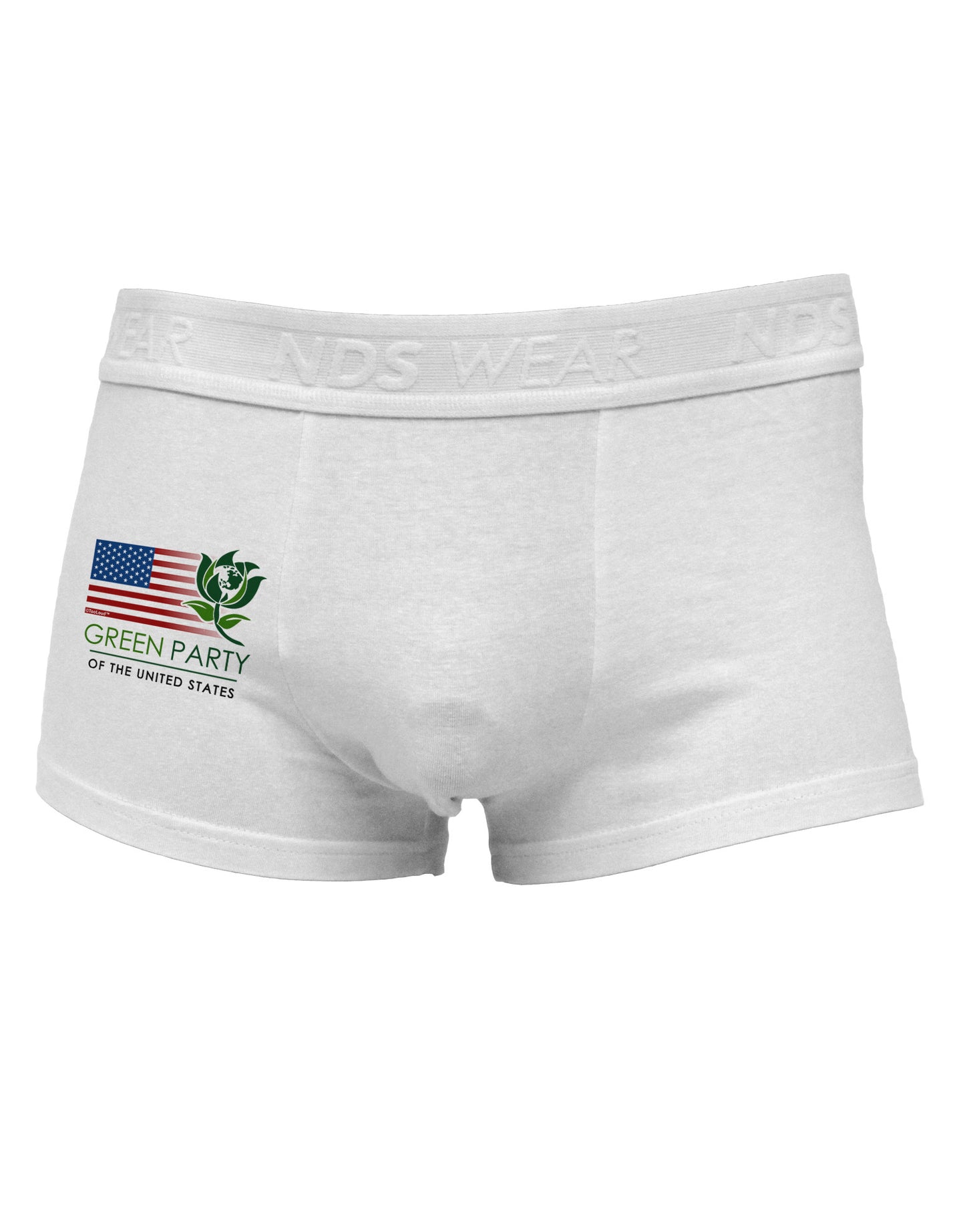 Green Party US Flag Side Printed Mens Trunk Underwear-Mens Trunk Underwear-NDS Wear-White-Small-Davson Sales