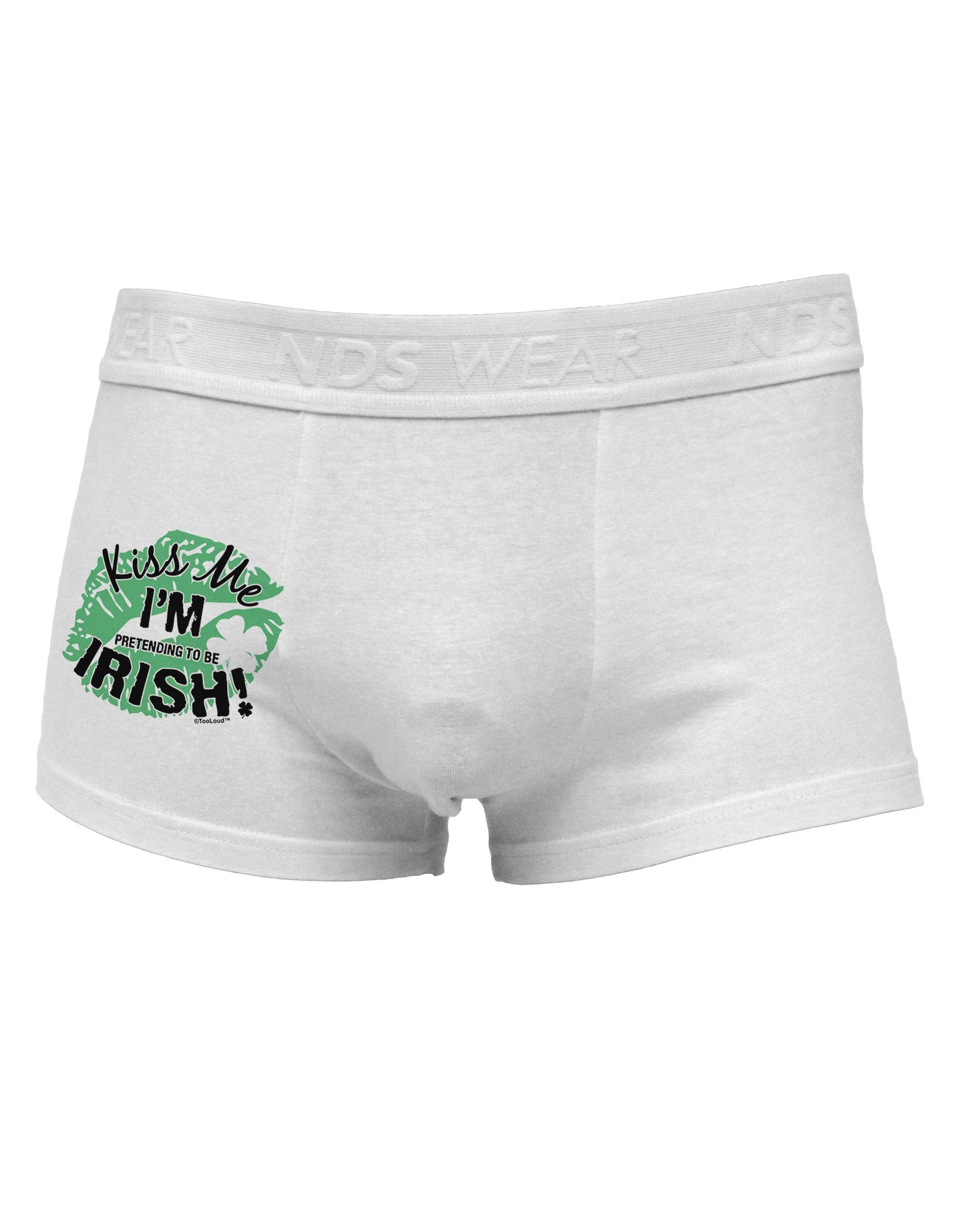 I'm Pretending To Be Irish Side Printed Mens Trunk Underwear-Mens Trunk Underwear-NDS Wear-White-Small-Davson Sales